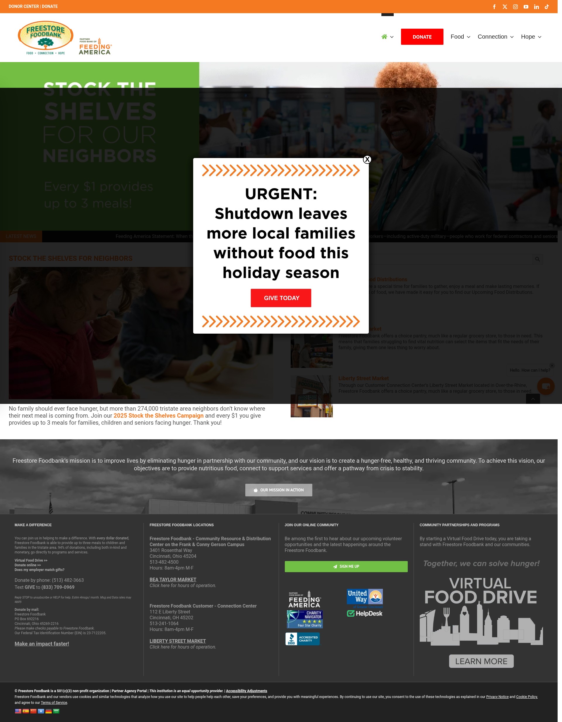Screenshot of freestorefoodbank.org