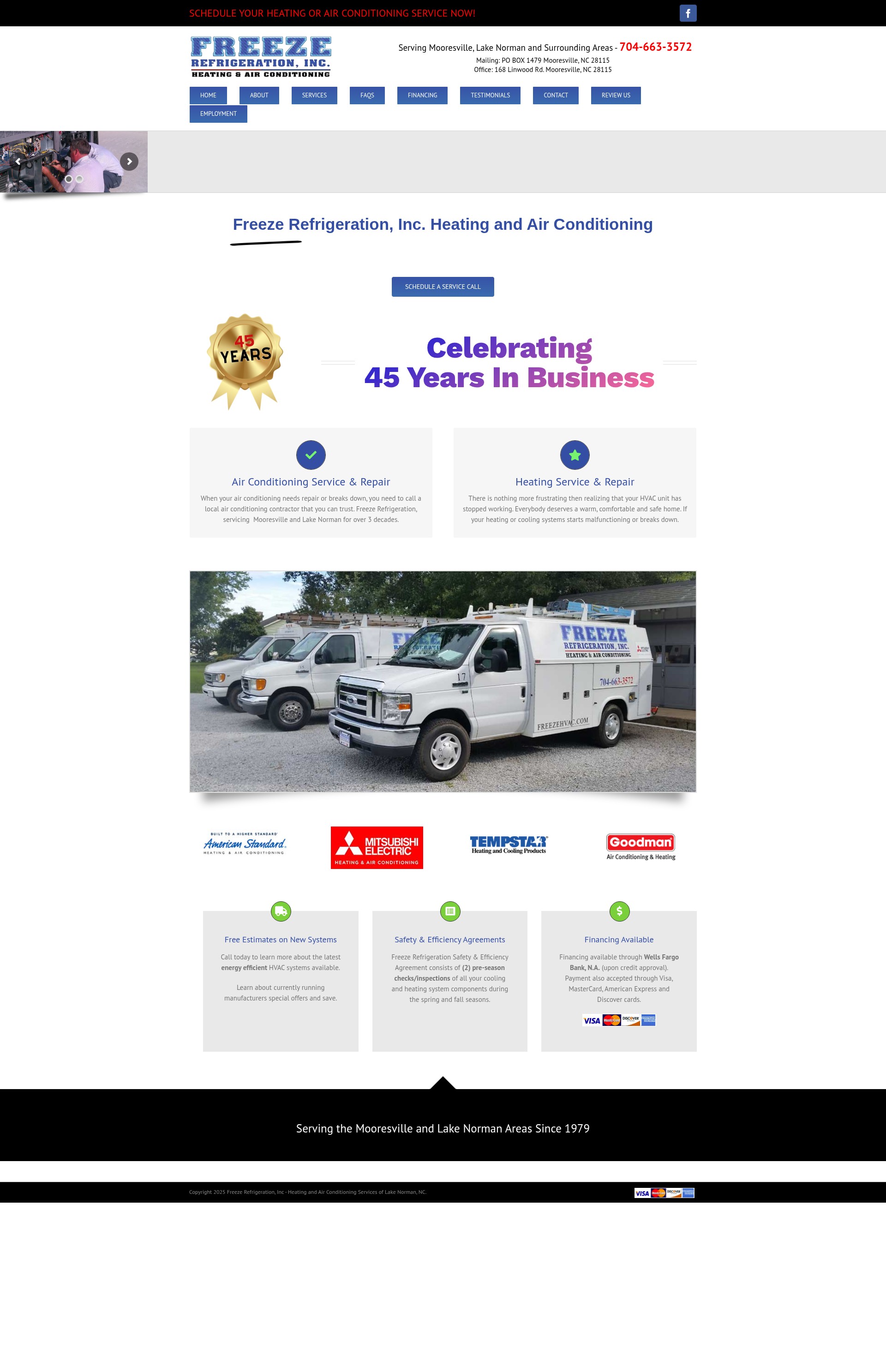 Screenshot of freezehvac.com