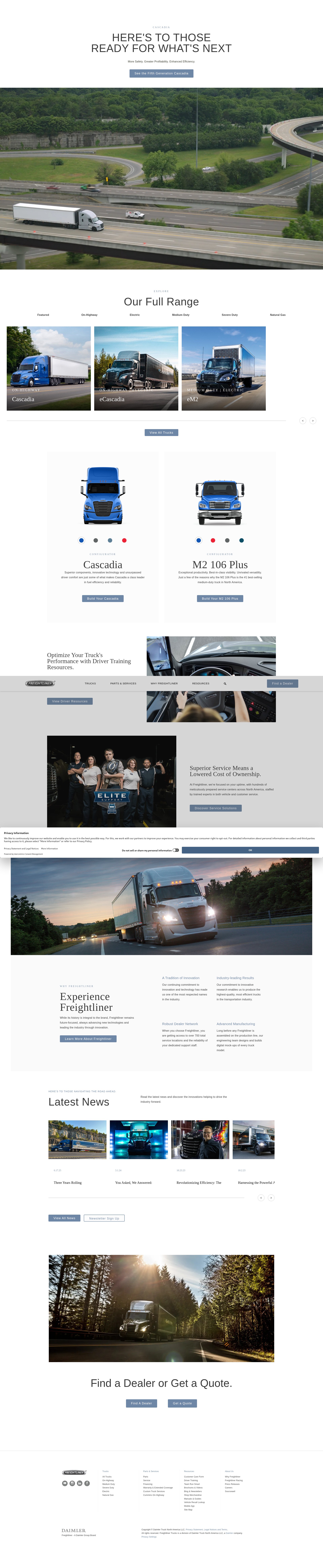 Screenshot of freightliner.com