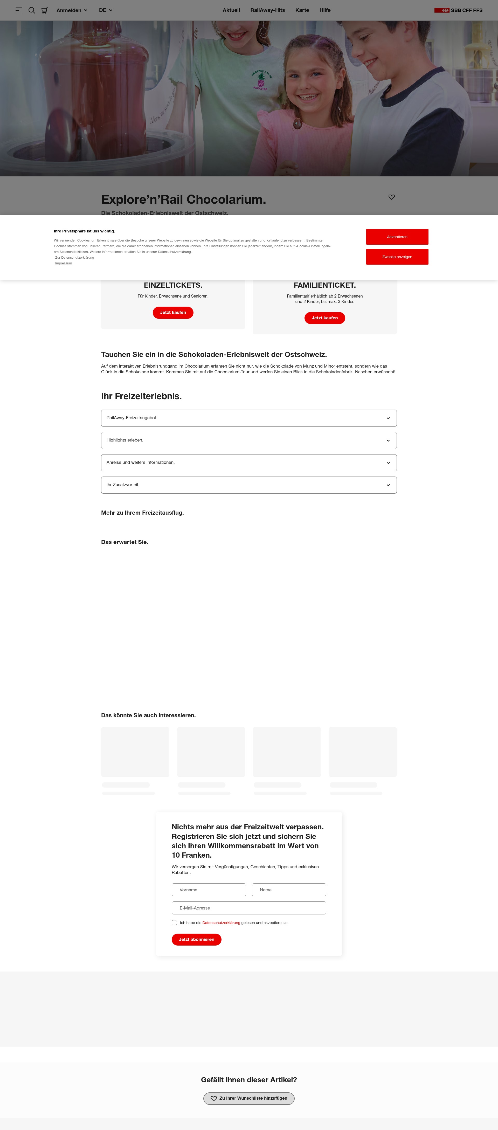 Screenshot of freizeit.sbb.ch