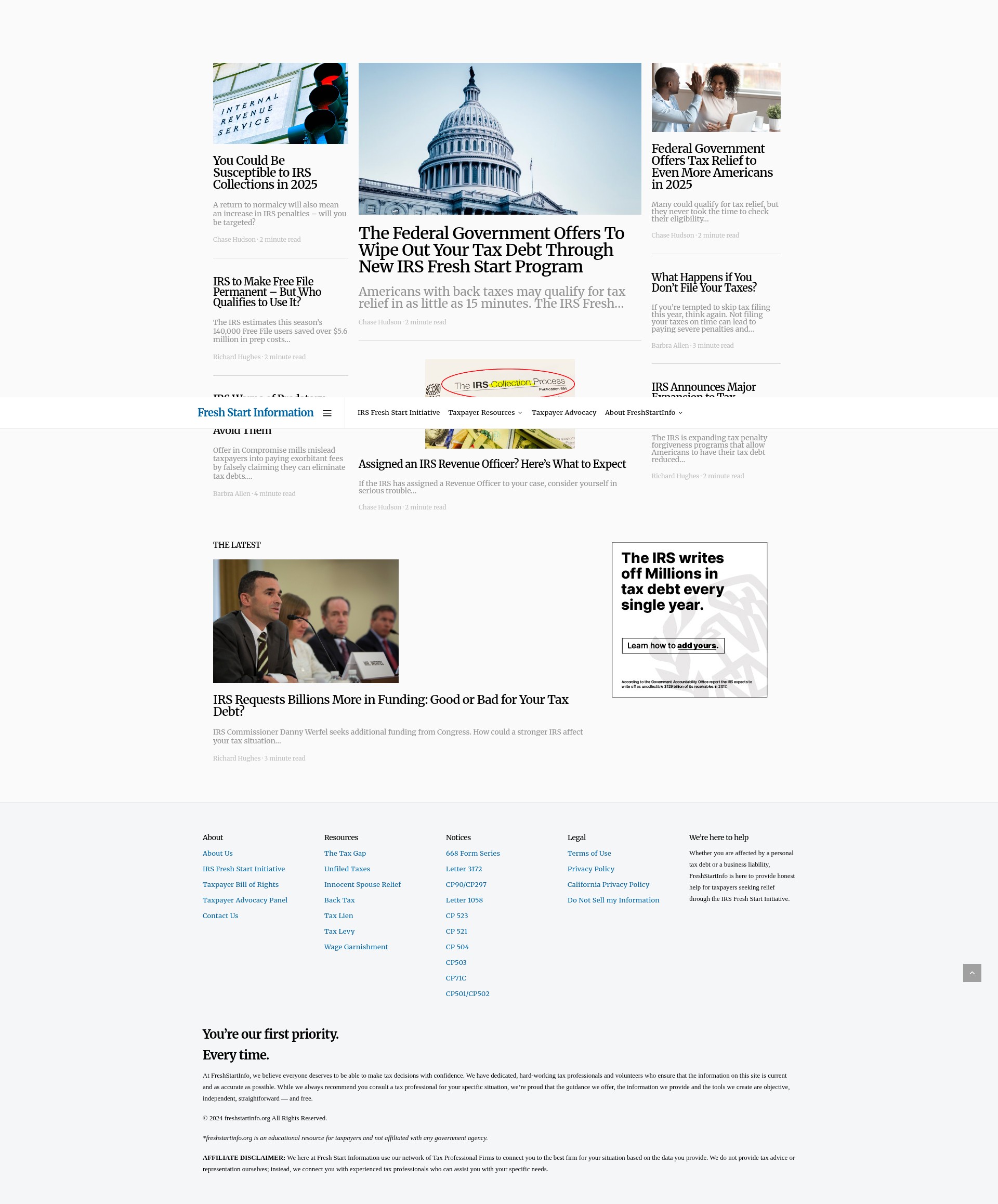 Screenshot of freshstartinfo.org