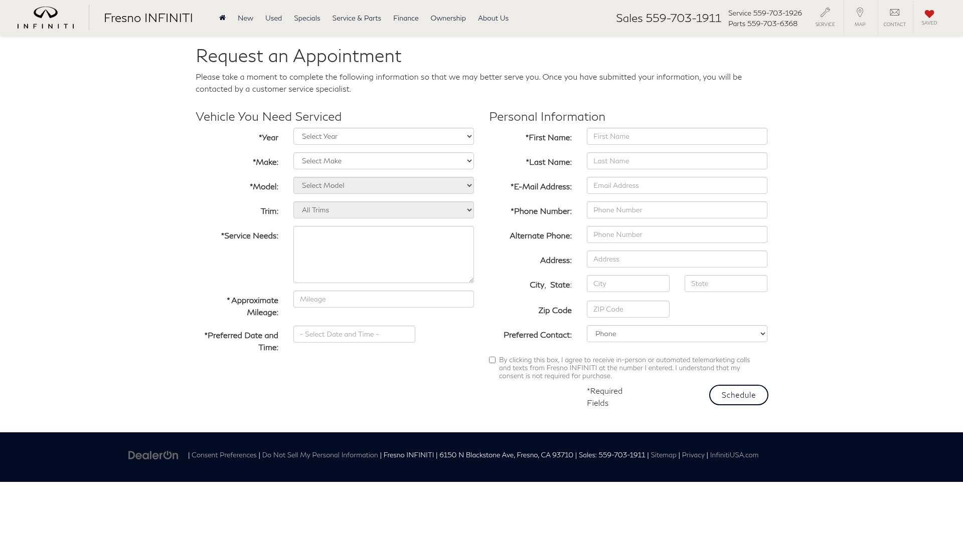 Screenshot of fresnoinfiniti.com