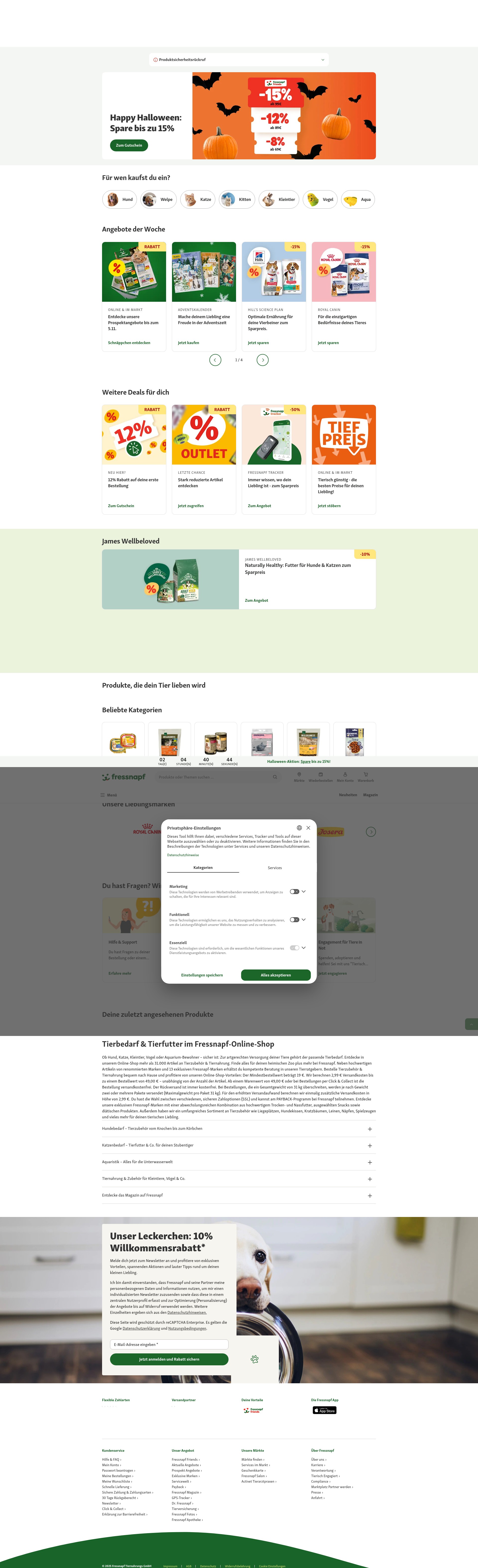 Screenshot of fressnapf.de