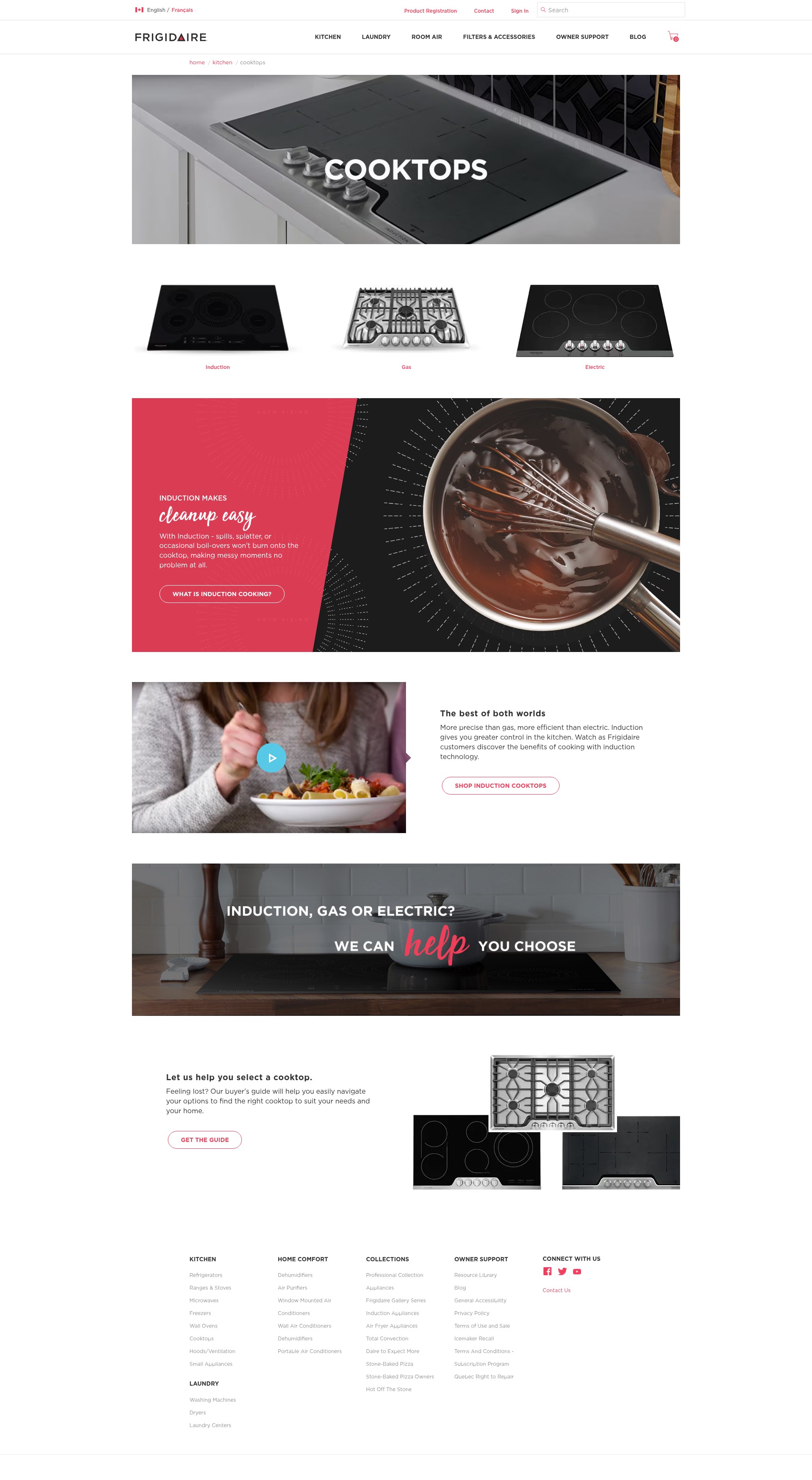 Screenshot of frigidaire.ca