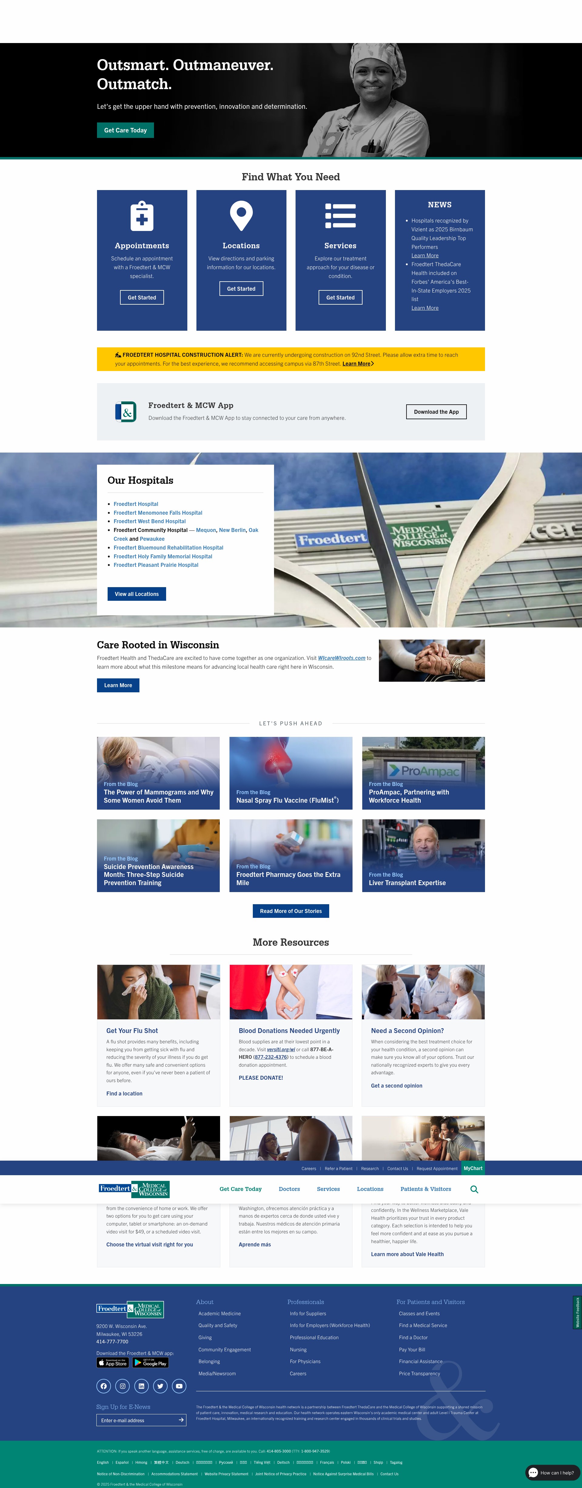 Screenshot of froedtert.com