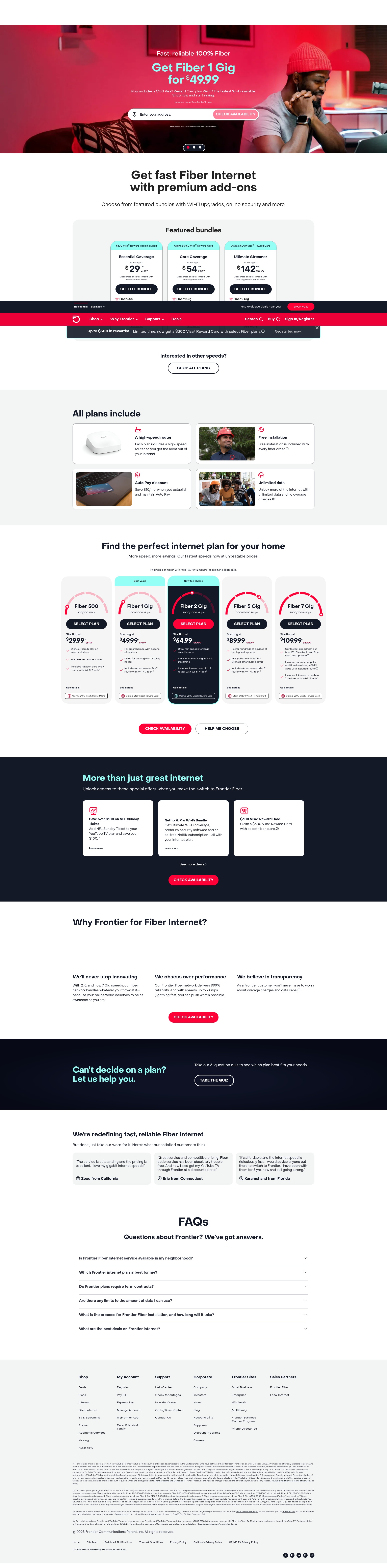 Screenshot of frontier.com