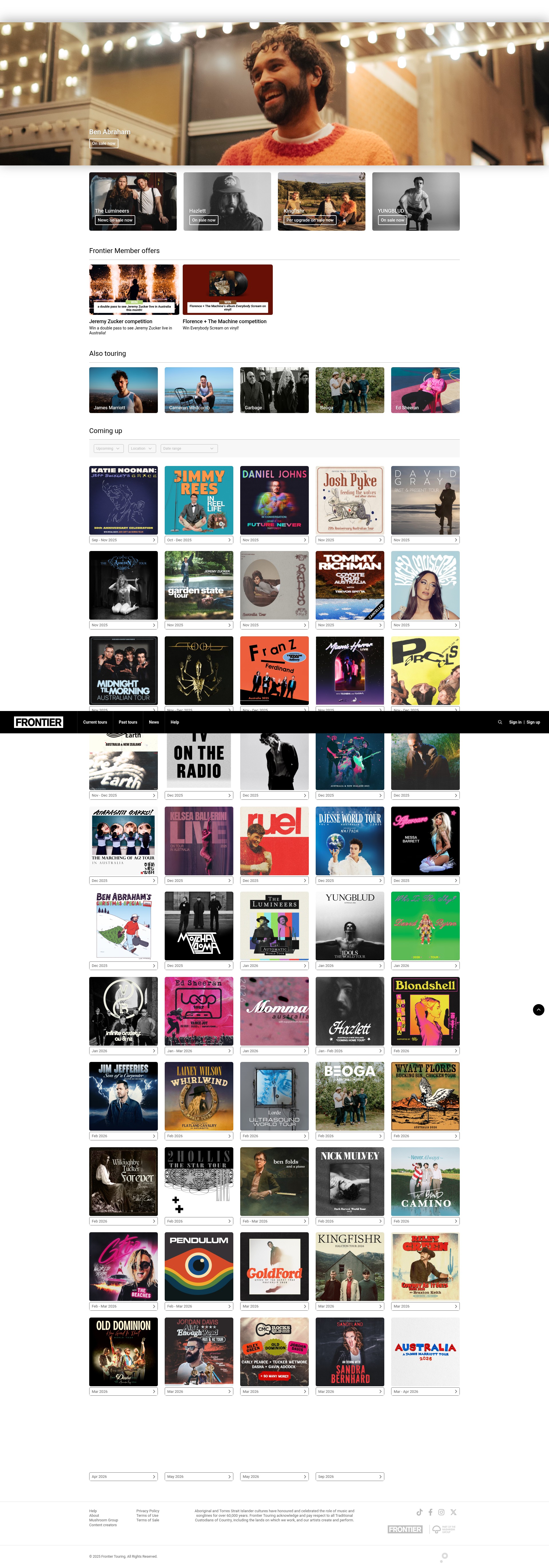 Screenshot of frontiertouring.com