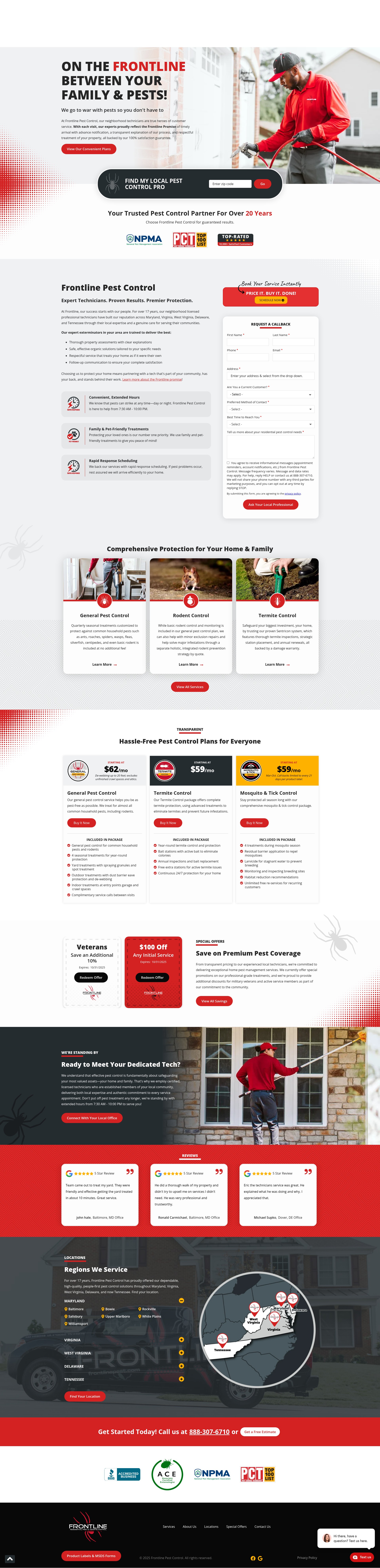Screenshot of frontlinepestcontrol.com