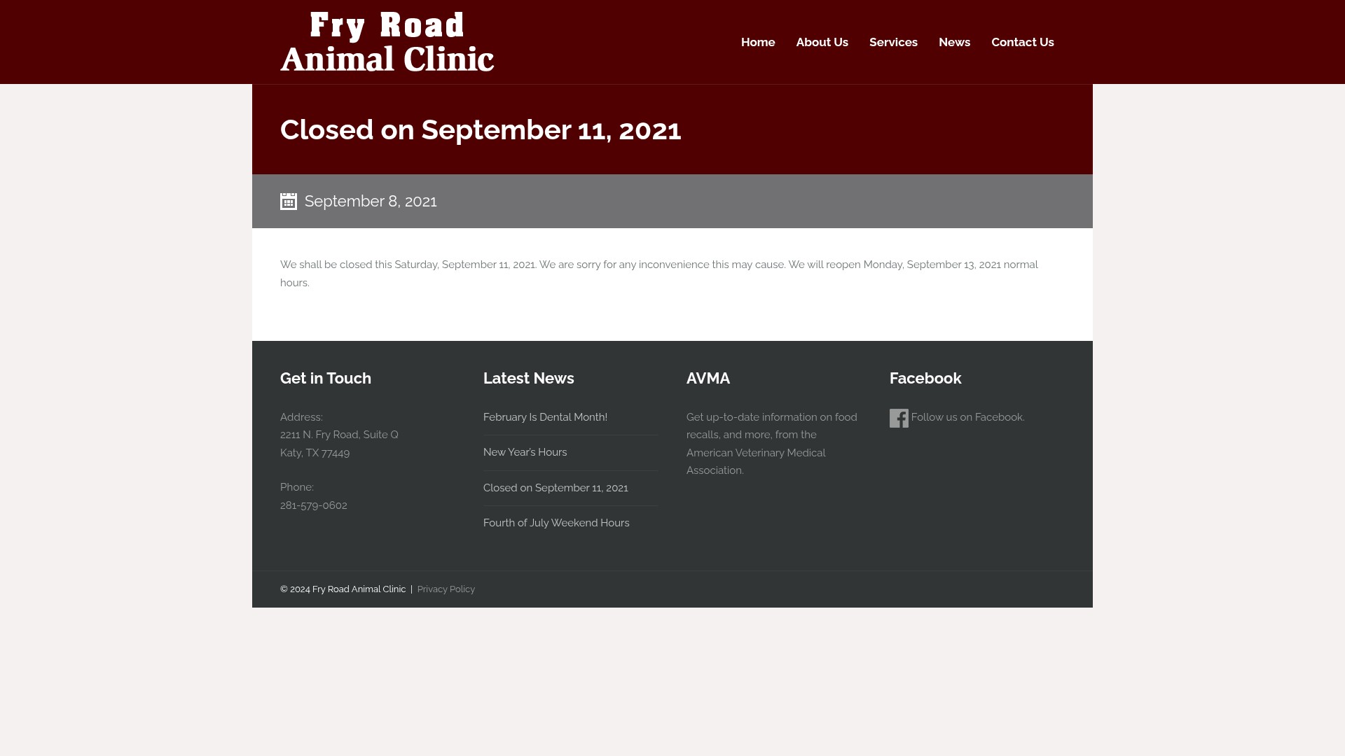 Screenshot of fryroadanimalclinic.com