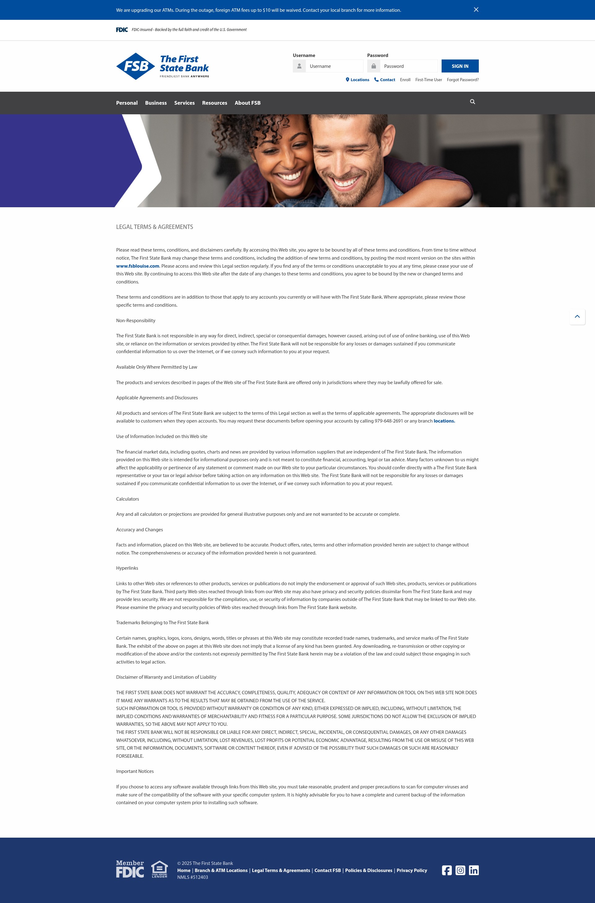 Screenshot of fsblouise.com