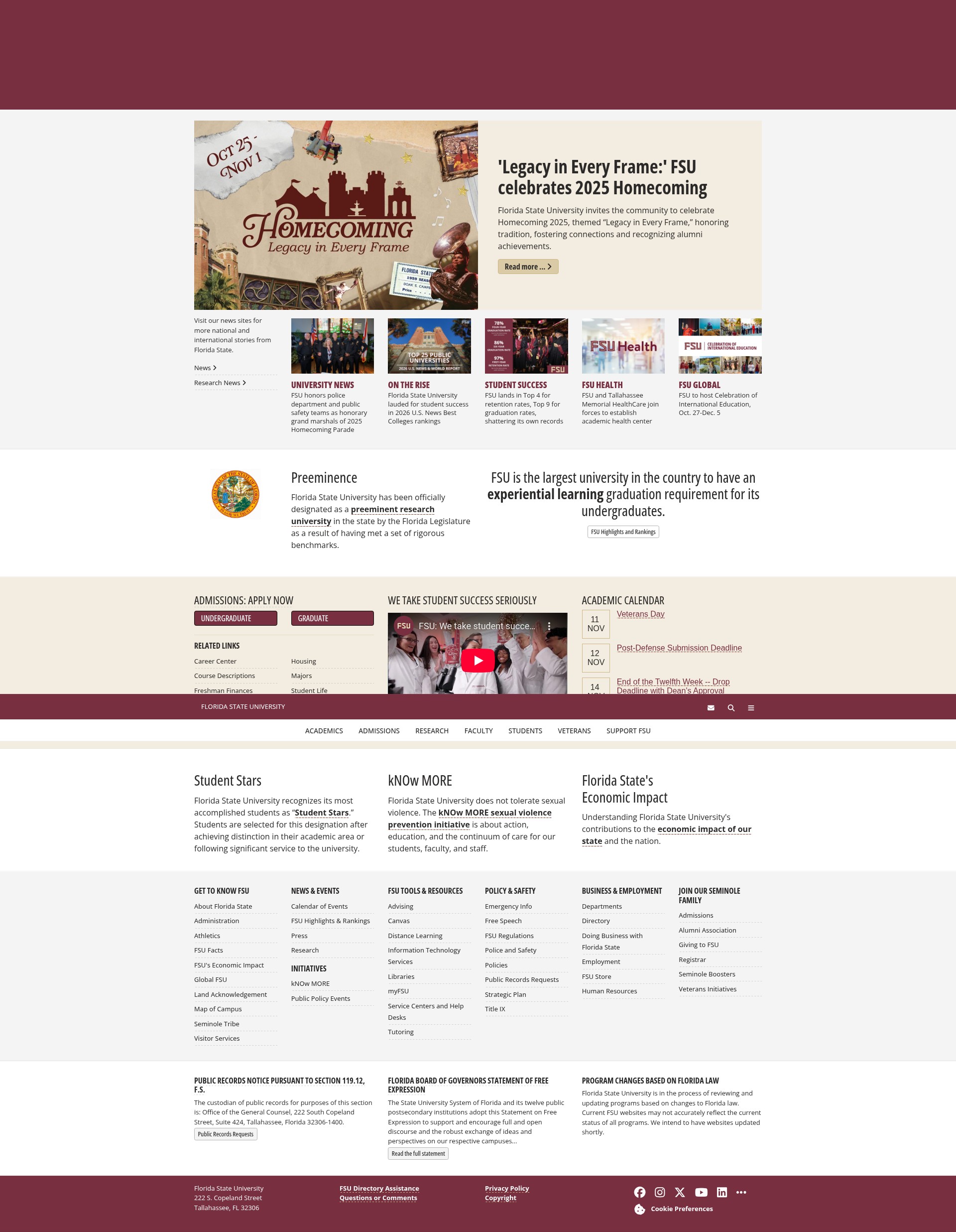 Screenshot of fsu.edu