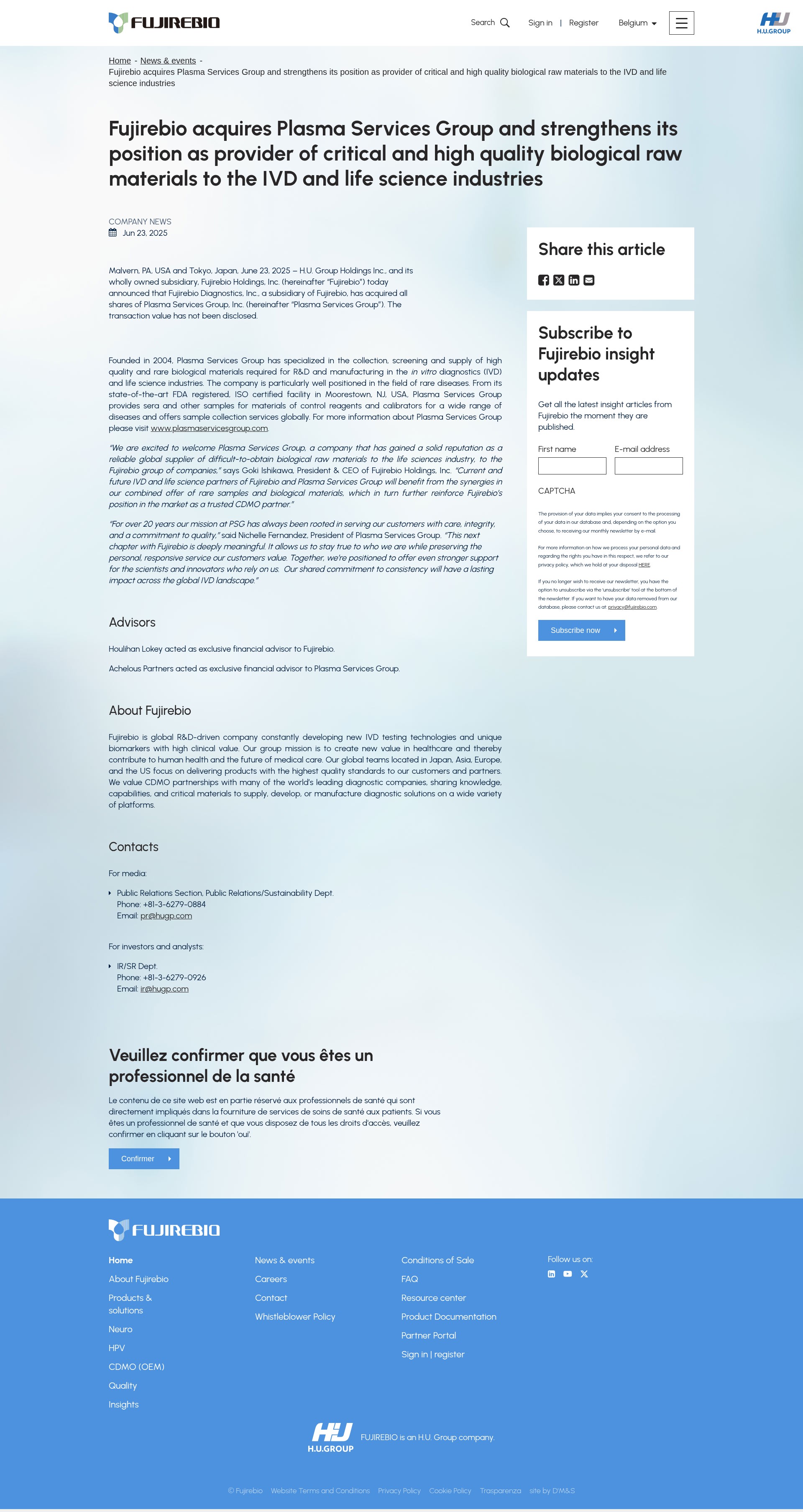 Screenshot of fujirebio.com