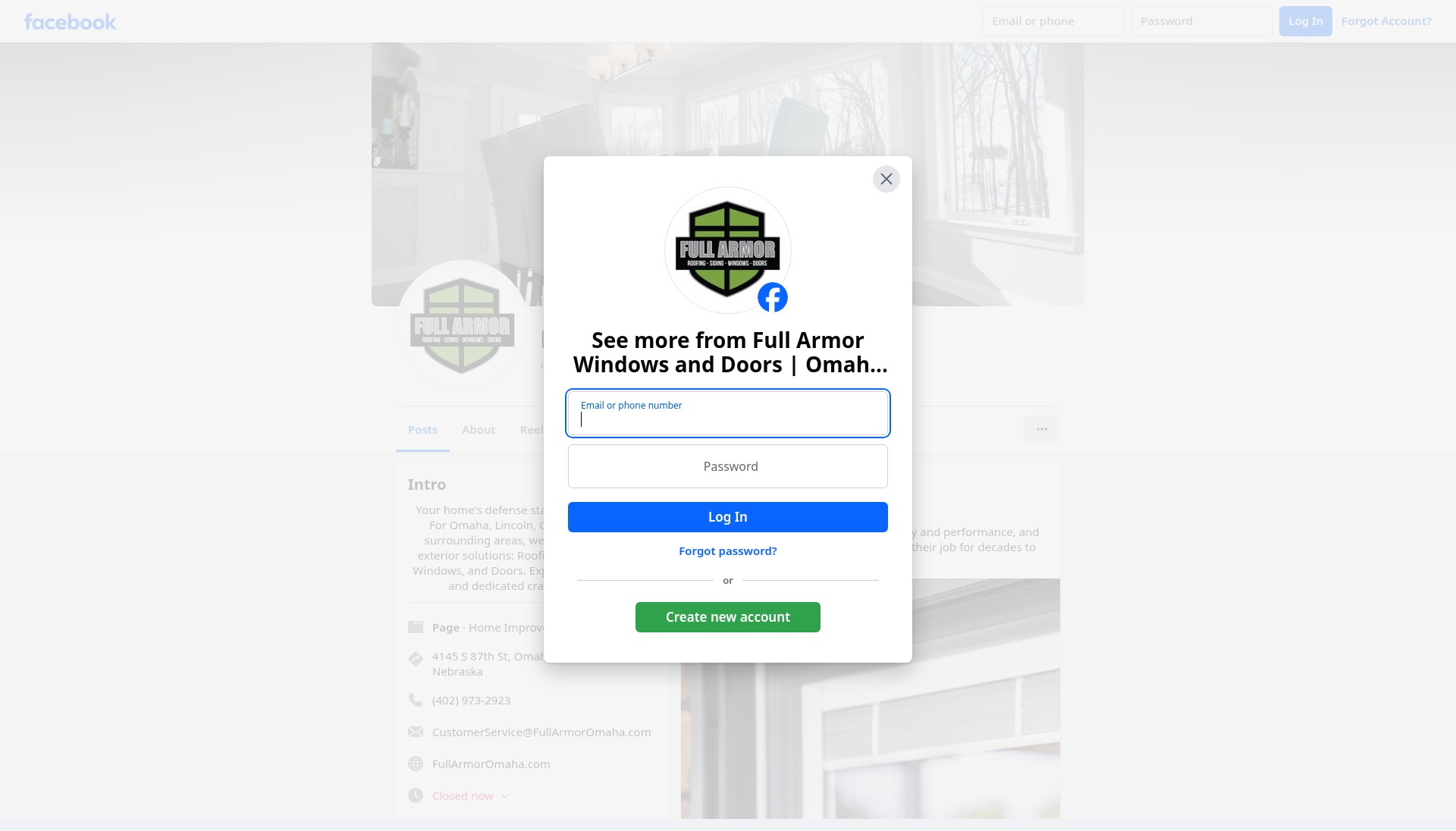 Screenshot of fullarmorwindowsdoors.com