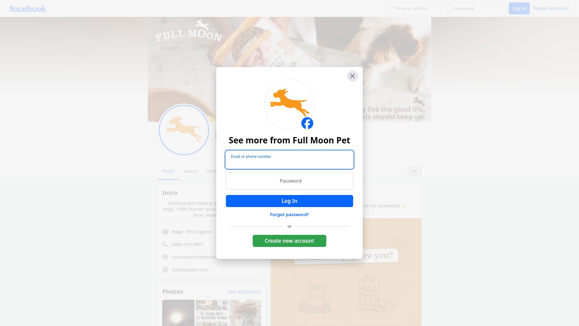 Screenshot of fullmoonpet.com