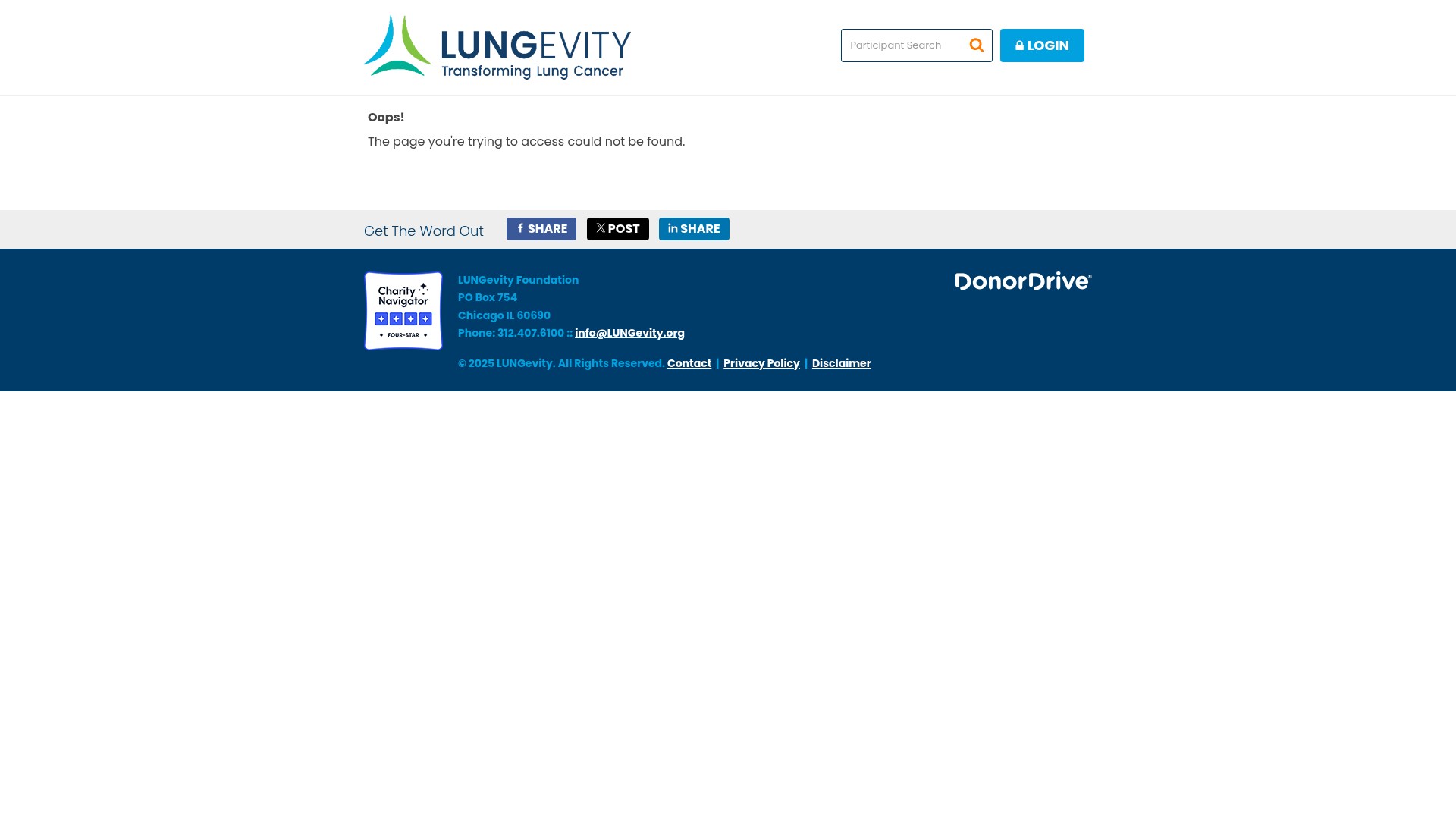 Screenshot of fundraise.lungevity.org