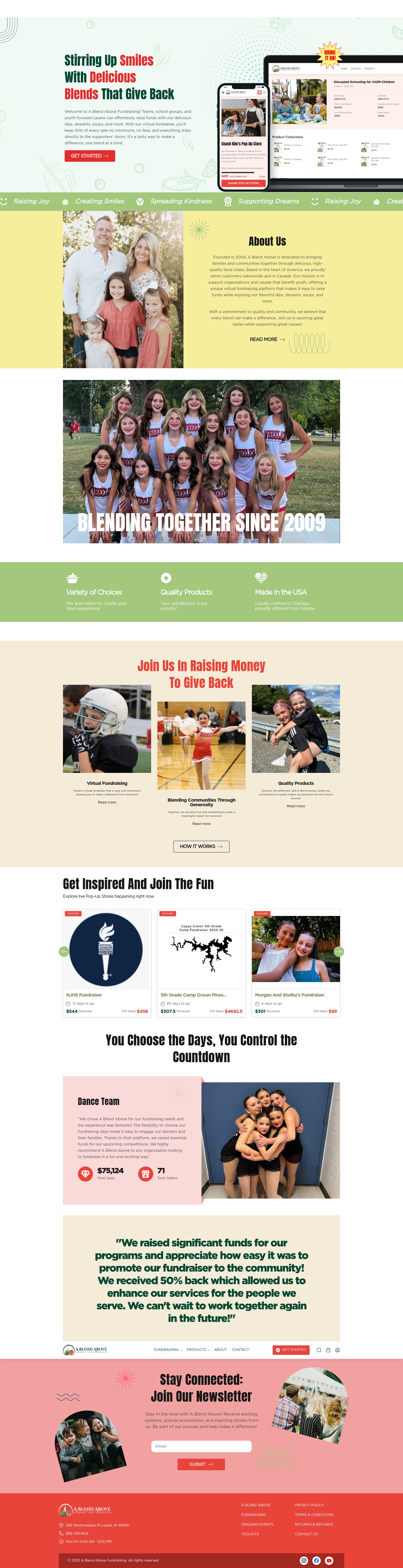 Screenshot of fundraising.ablendabove.com