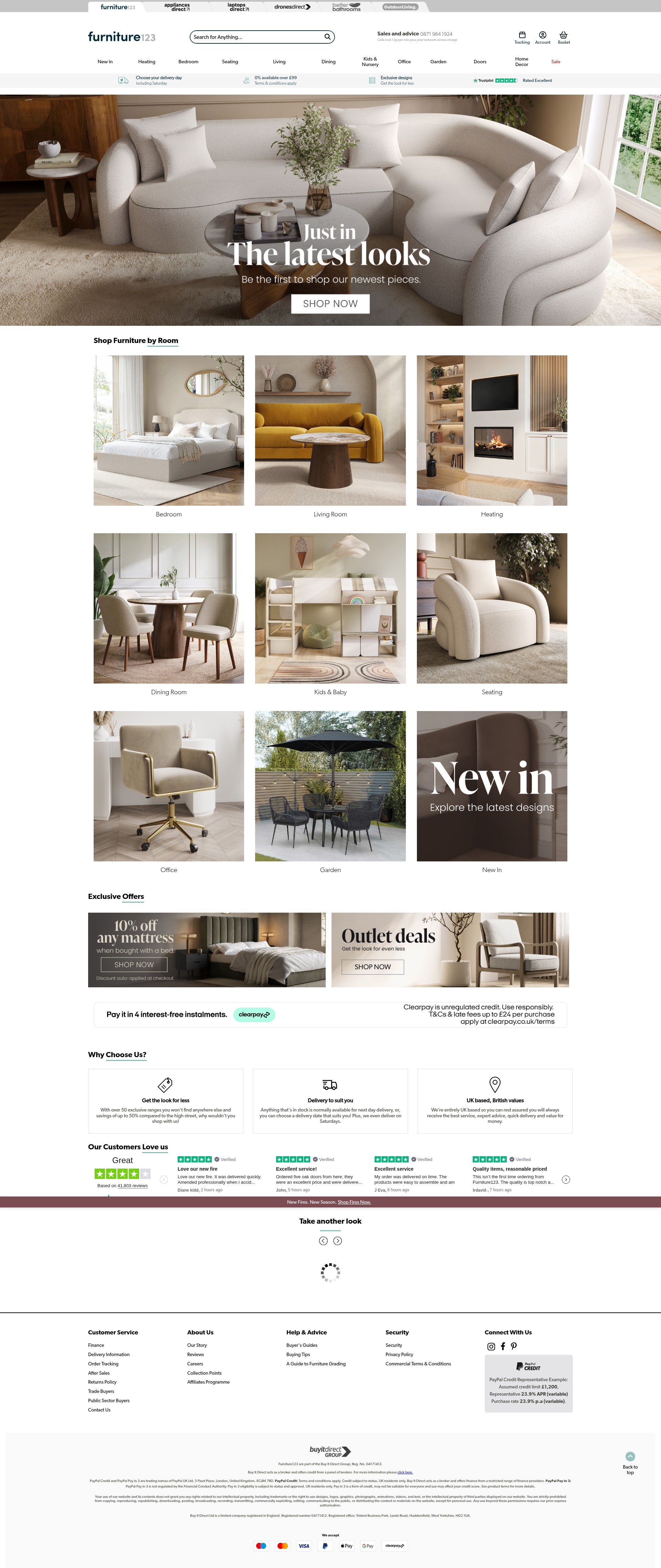 Screenshot of furniture123.co.uk