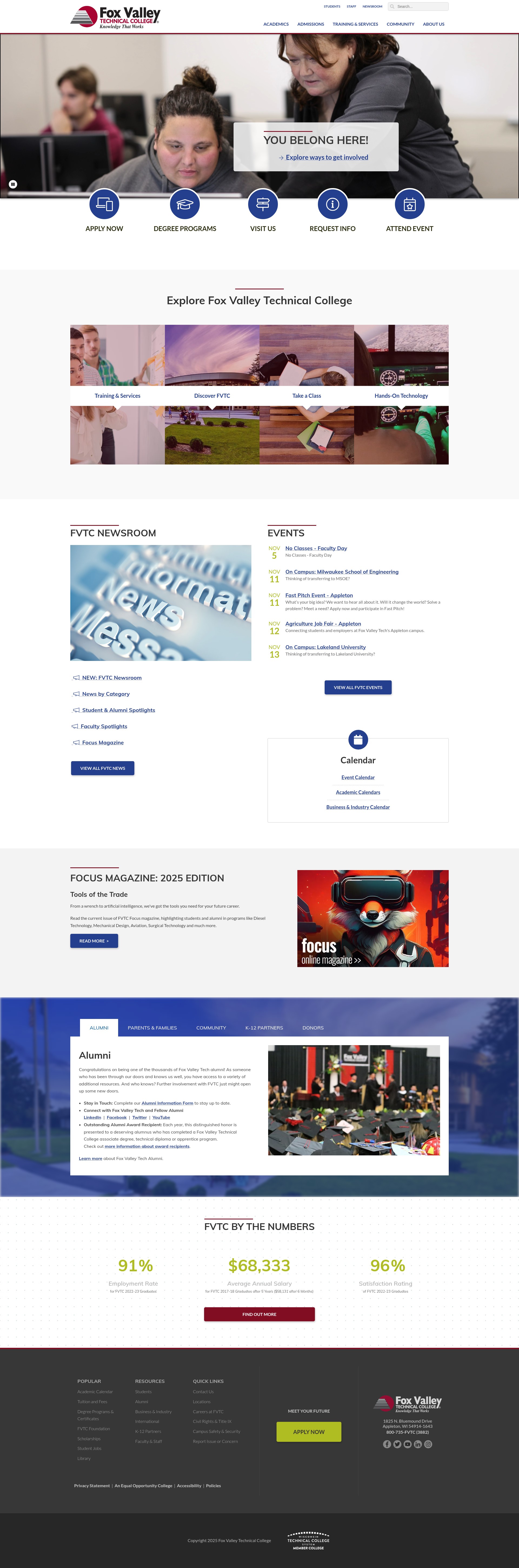 Screenshot of fvtc.edu
