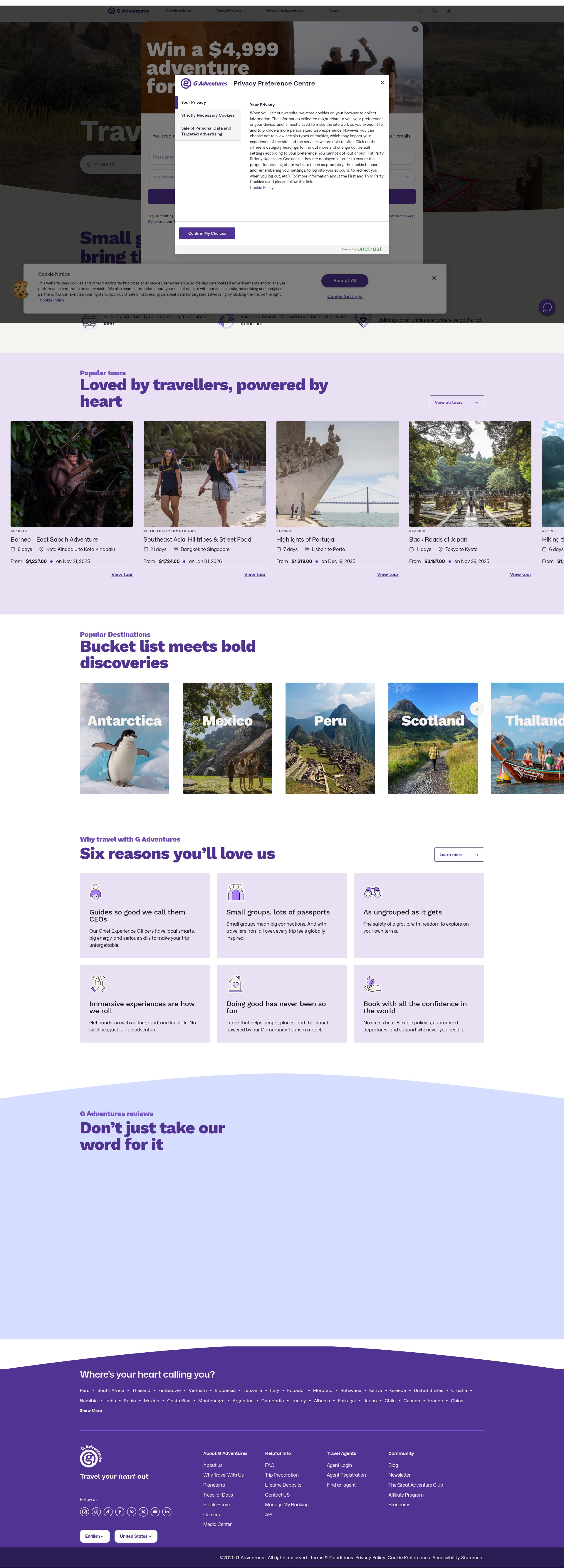 Screenshot of gadventures.com
