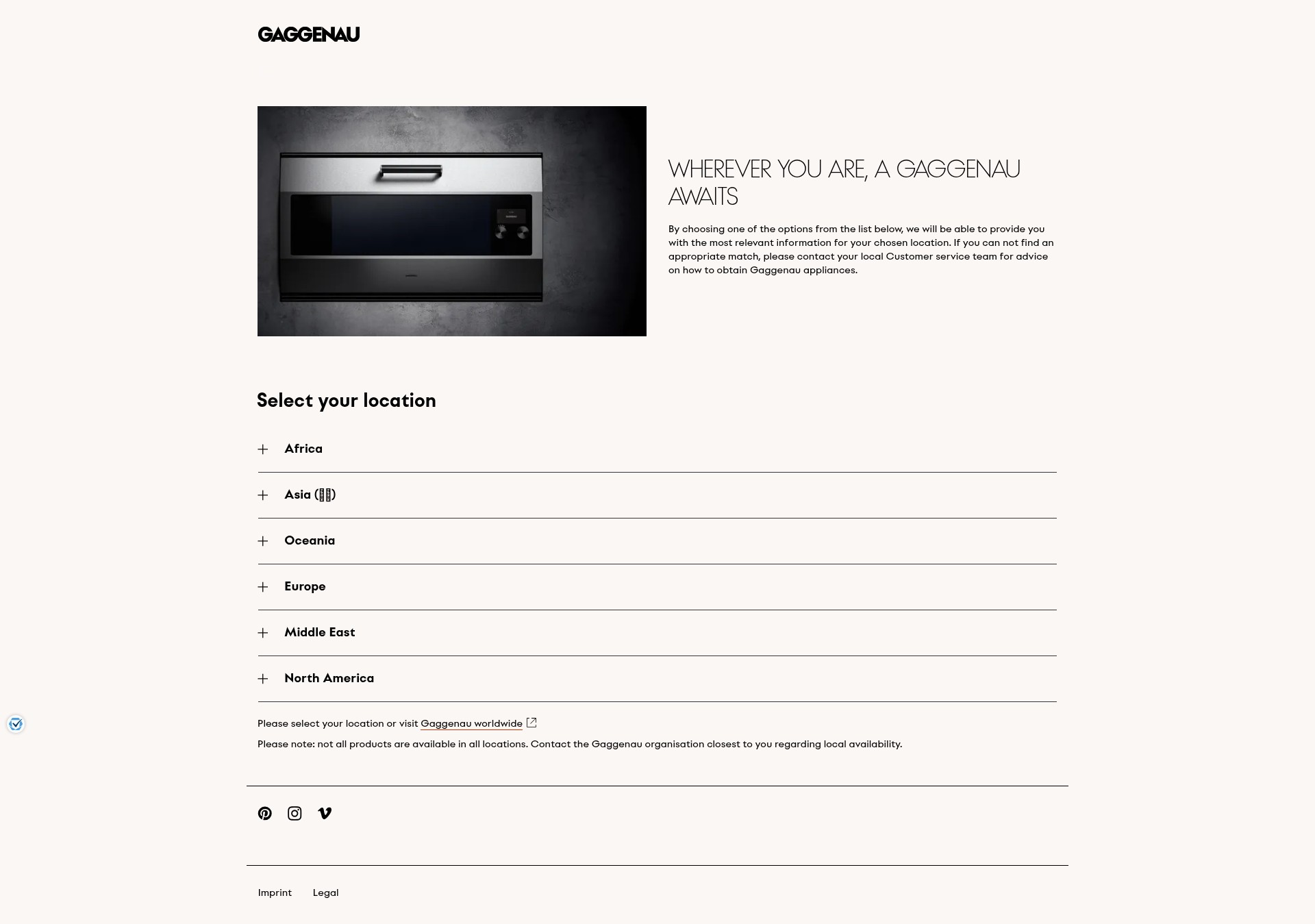 Screenshot of gaggenau.com