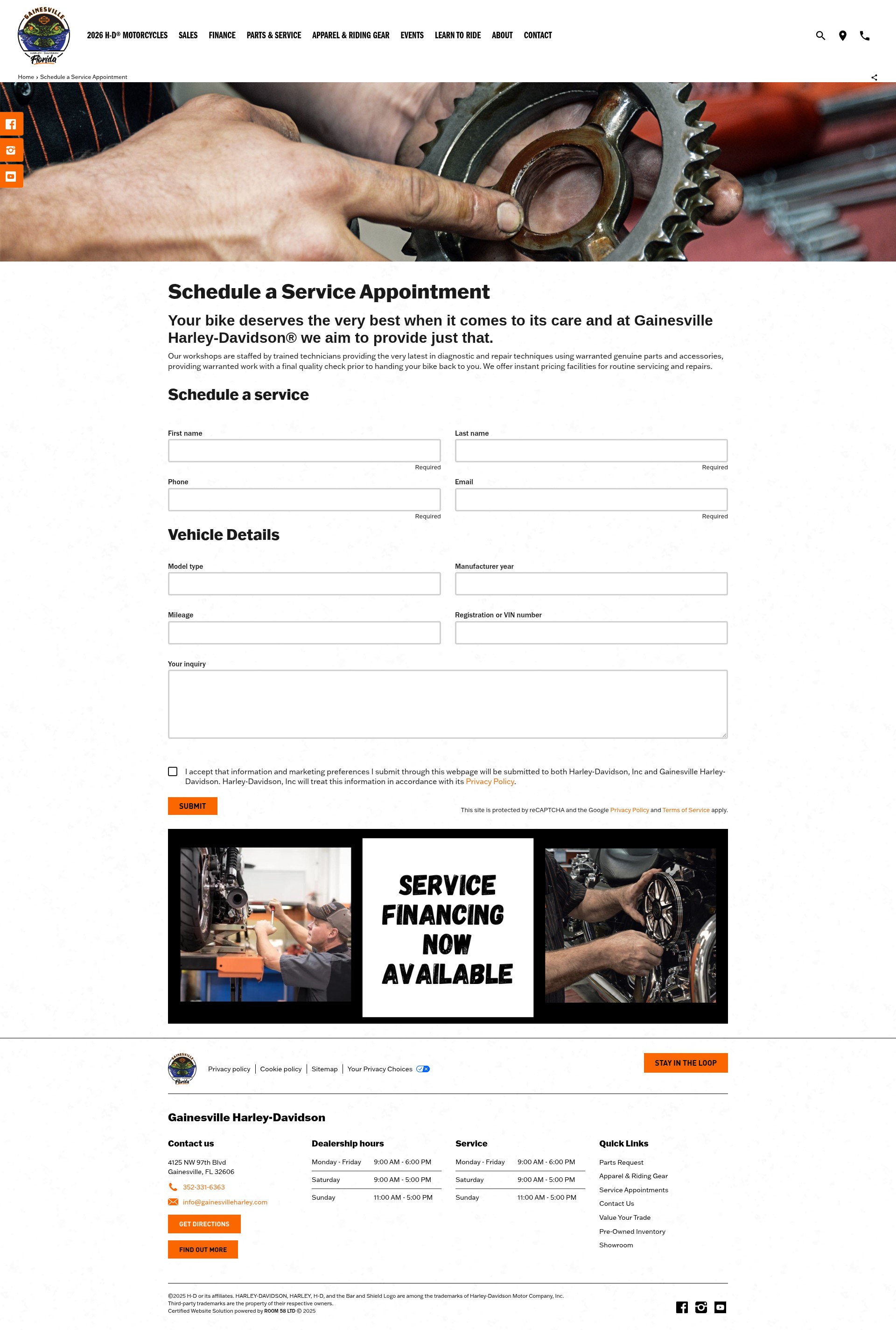 Screenshot of gainesvilleharley.com