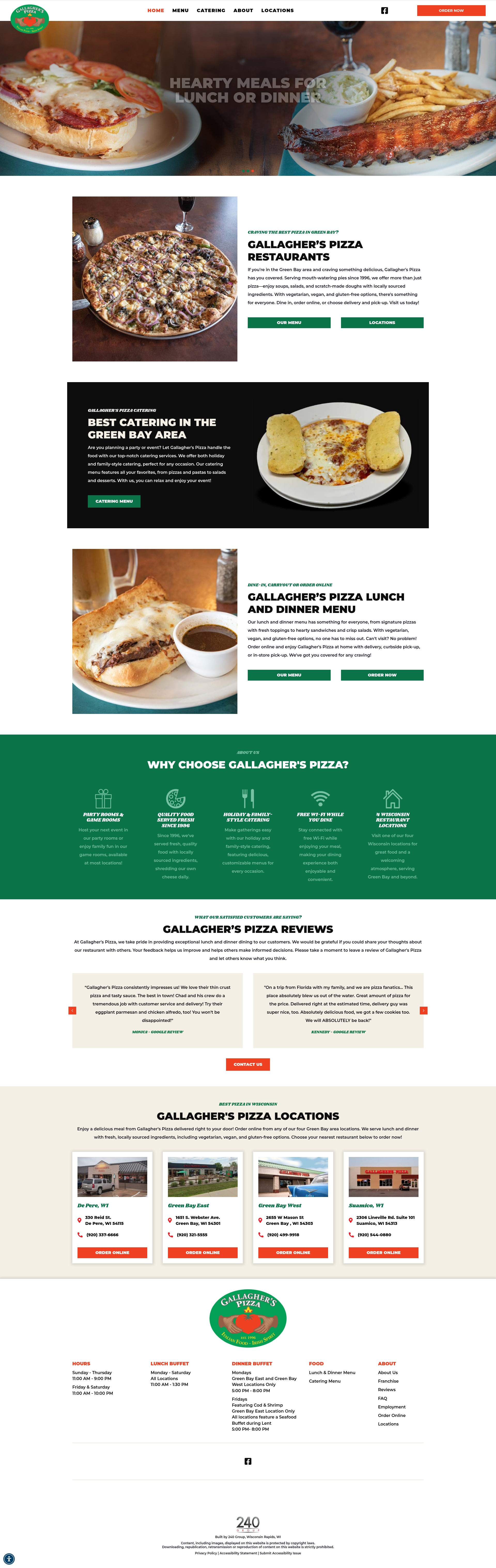 Screenshot of gallagherspizza.com