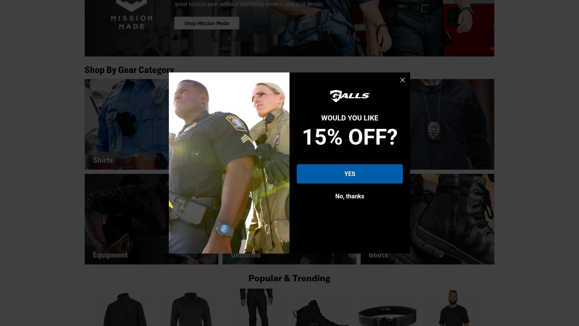 Screenshot of galls.com