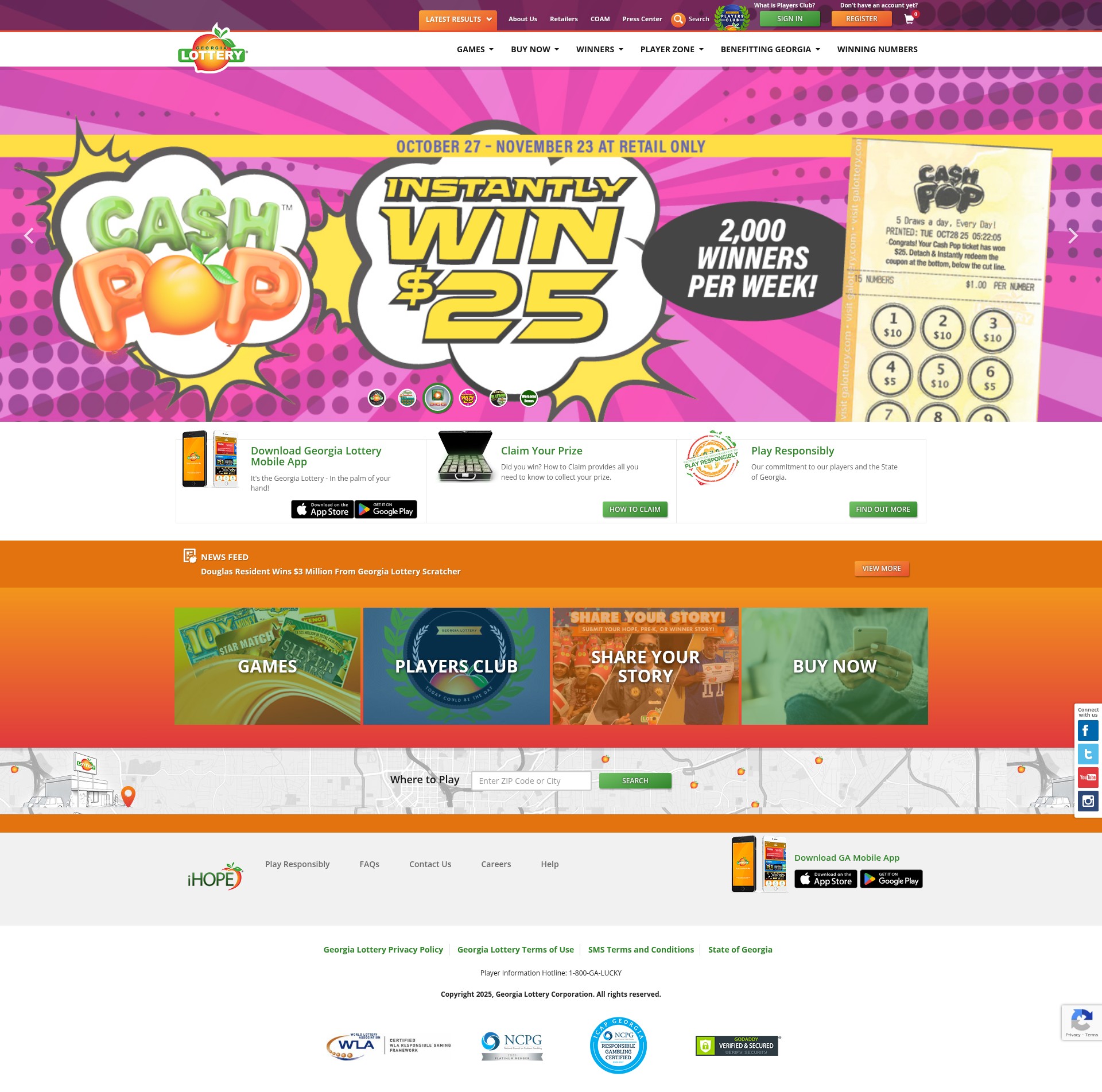 Screenshot of galottery.com