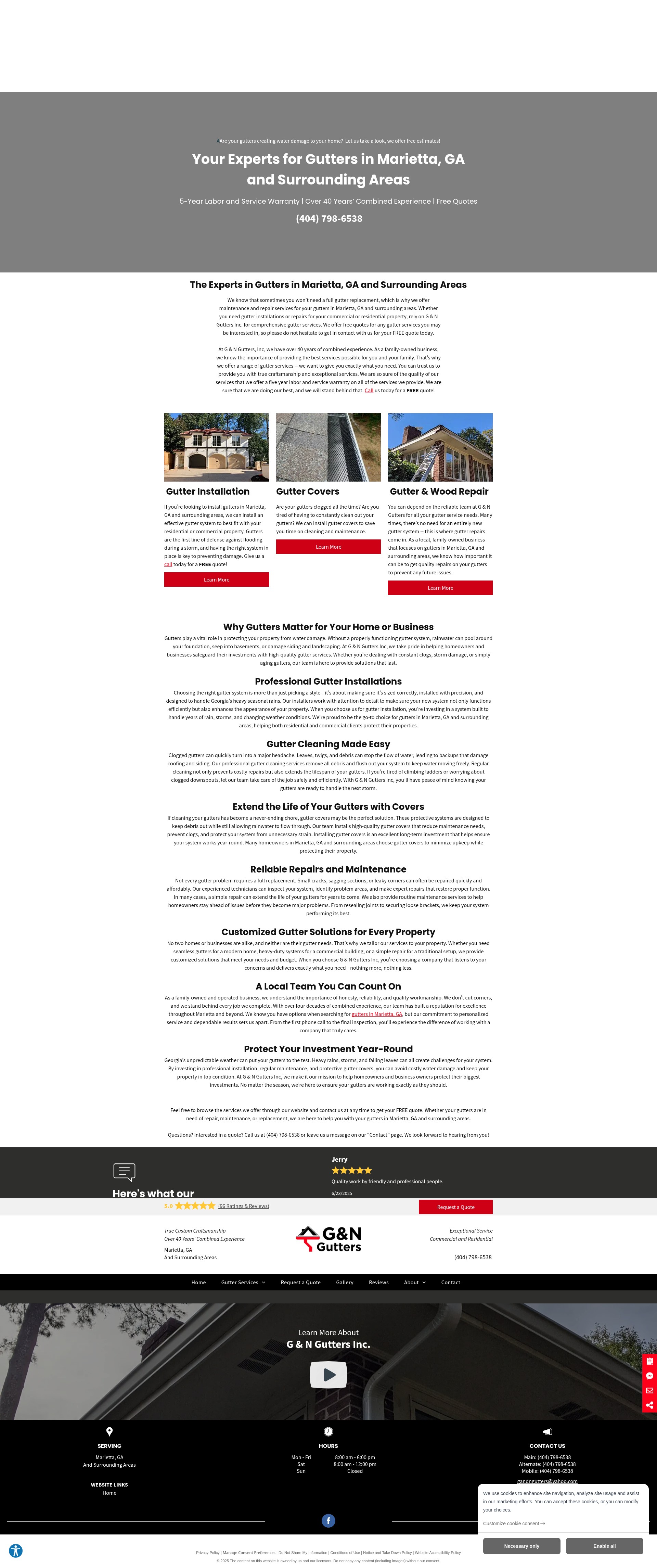 Screenshot of gandngutters.com