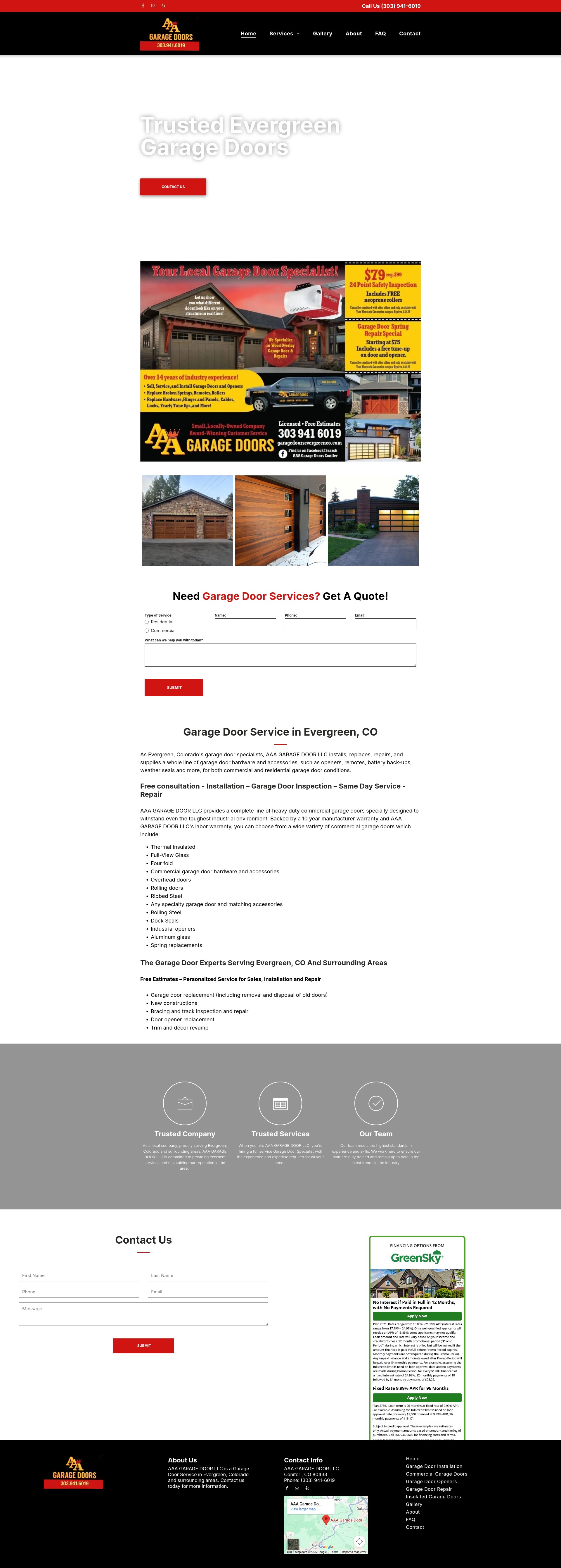 Screenshot of garagedoorsevergreenco.com