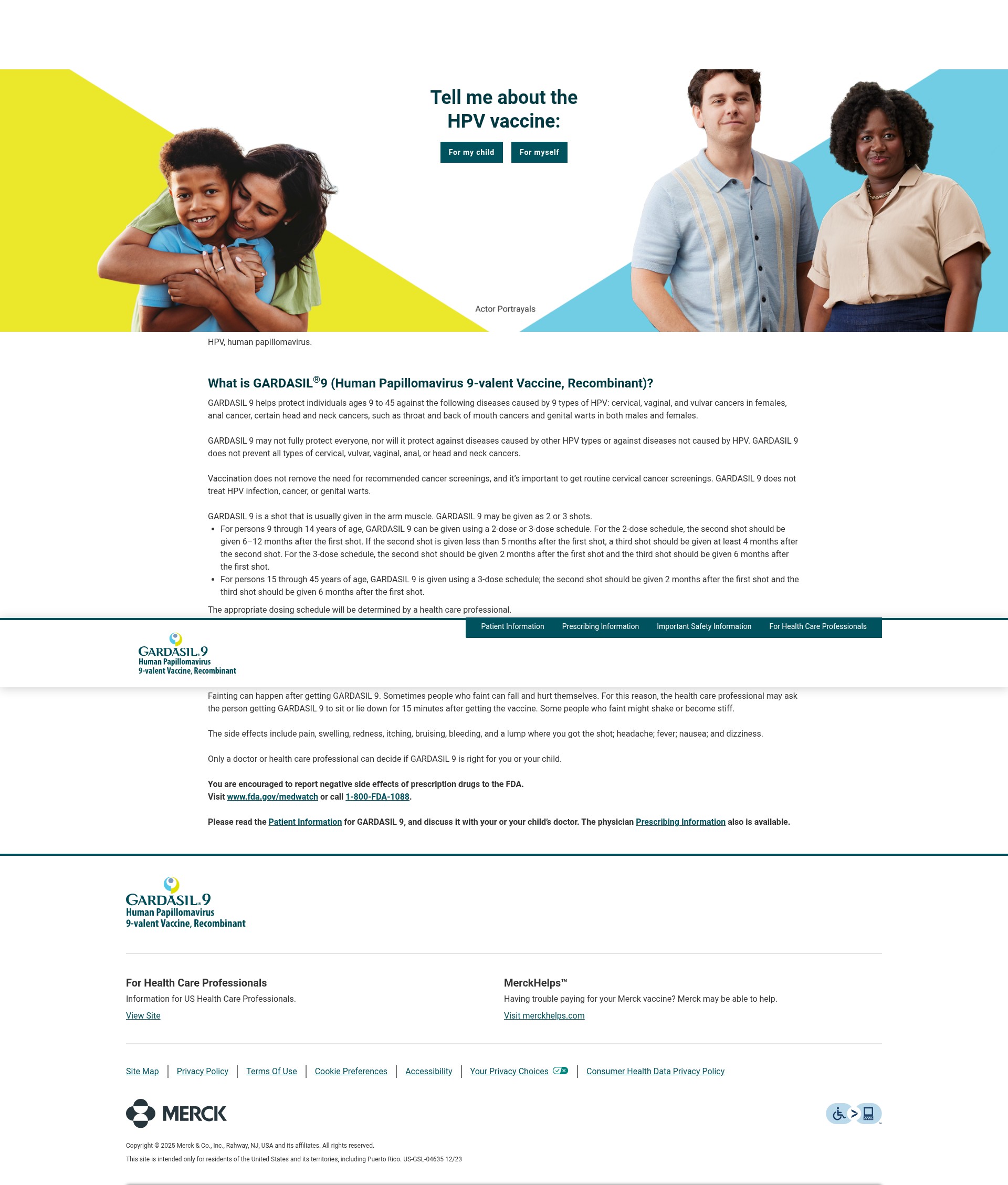 Screenshot of gardasil9.com
