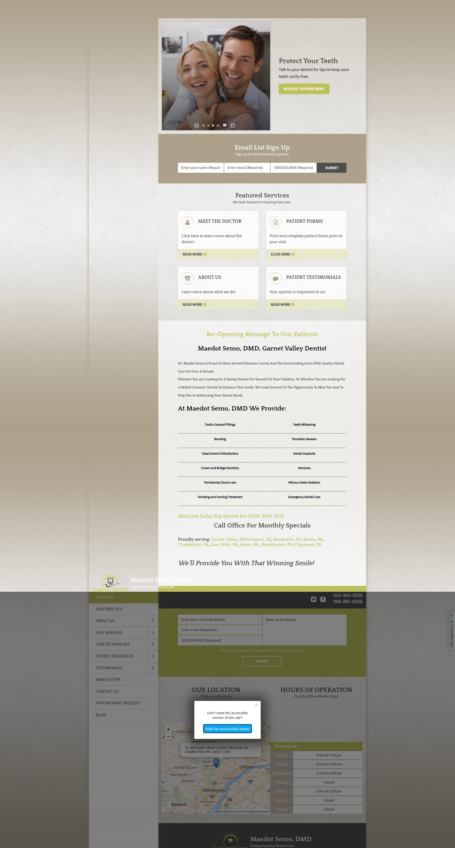 Screenshot of garnetvalleydentist.com