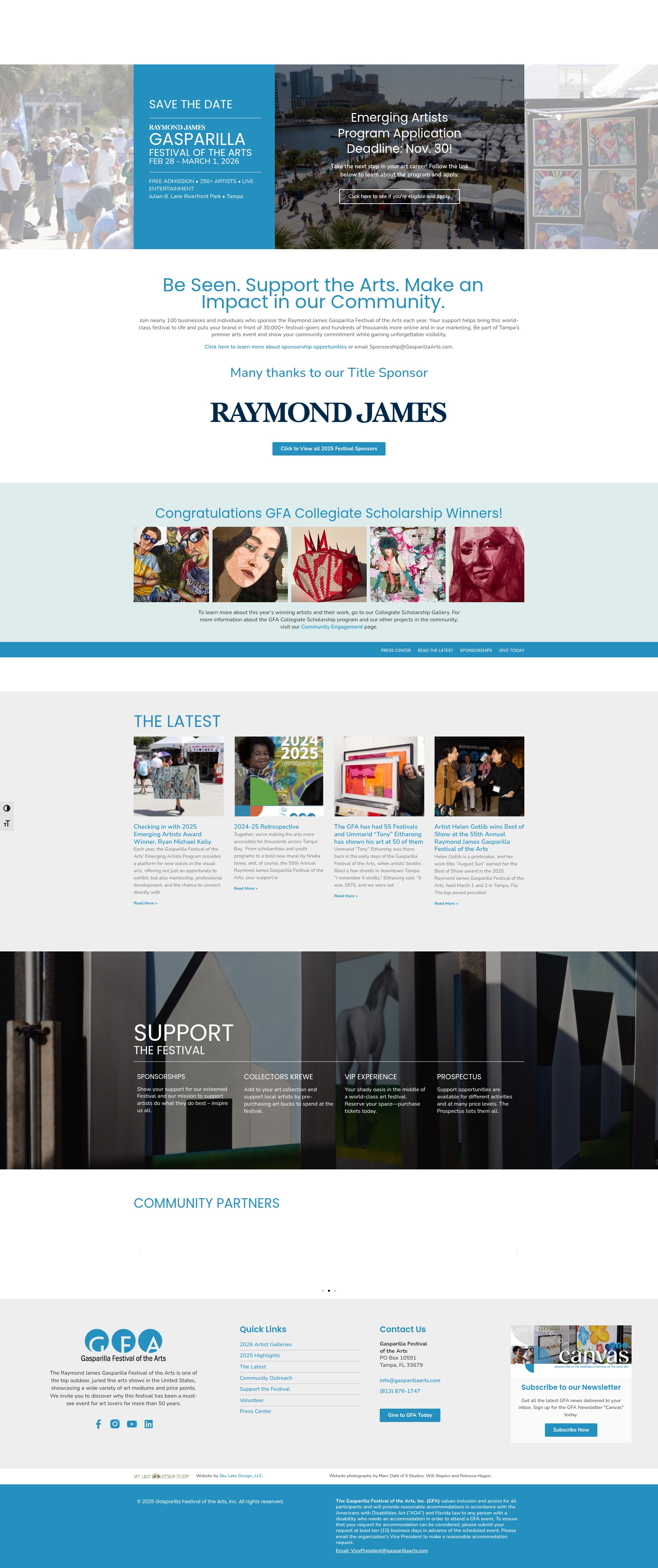 Screenshot of gasparillaarts.com