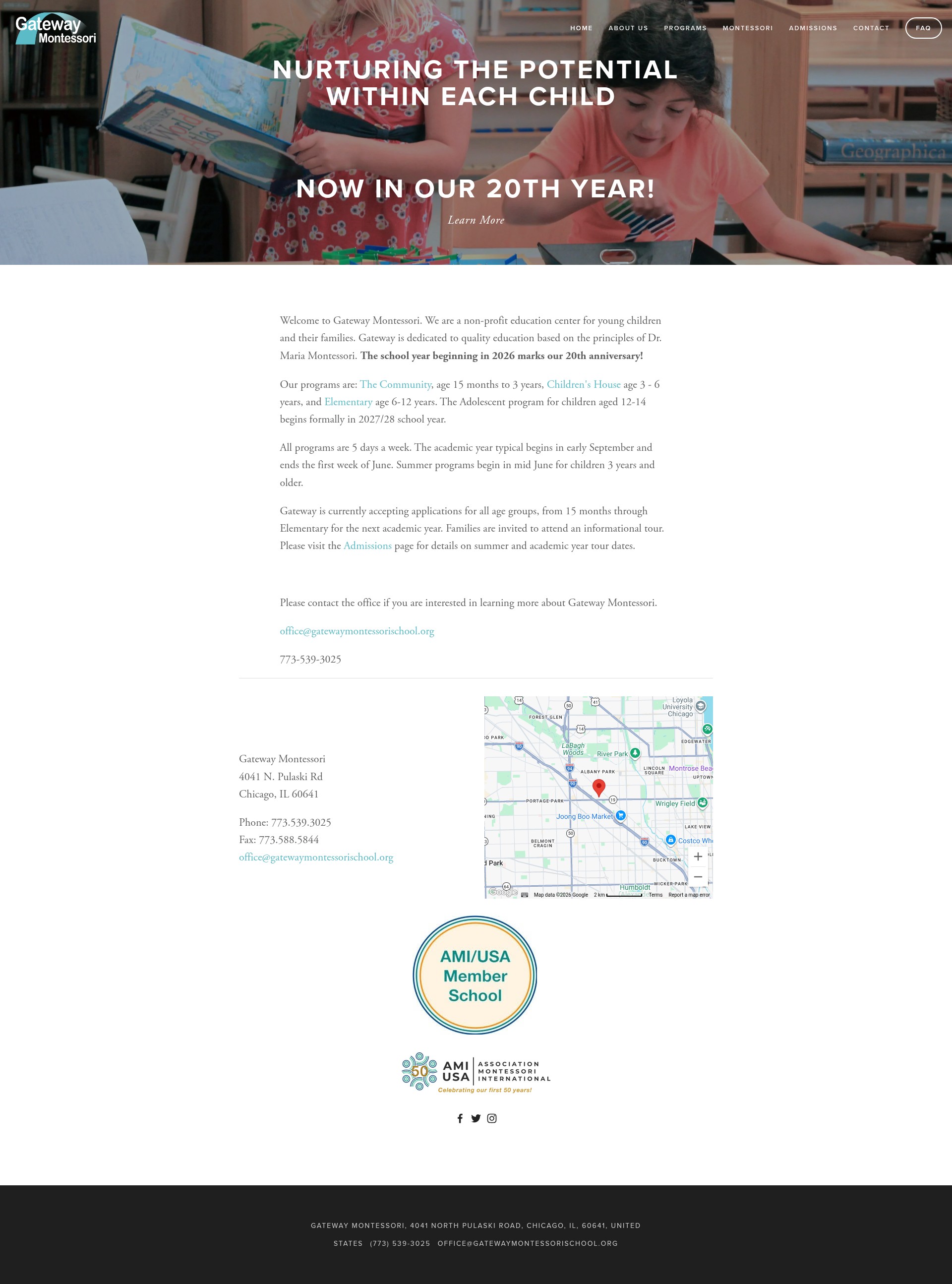 Screenshot of gatewaymontessorischool.org