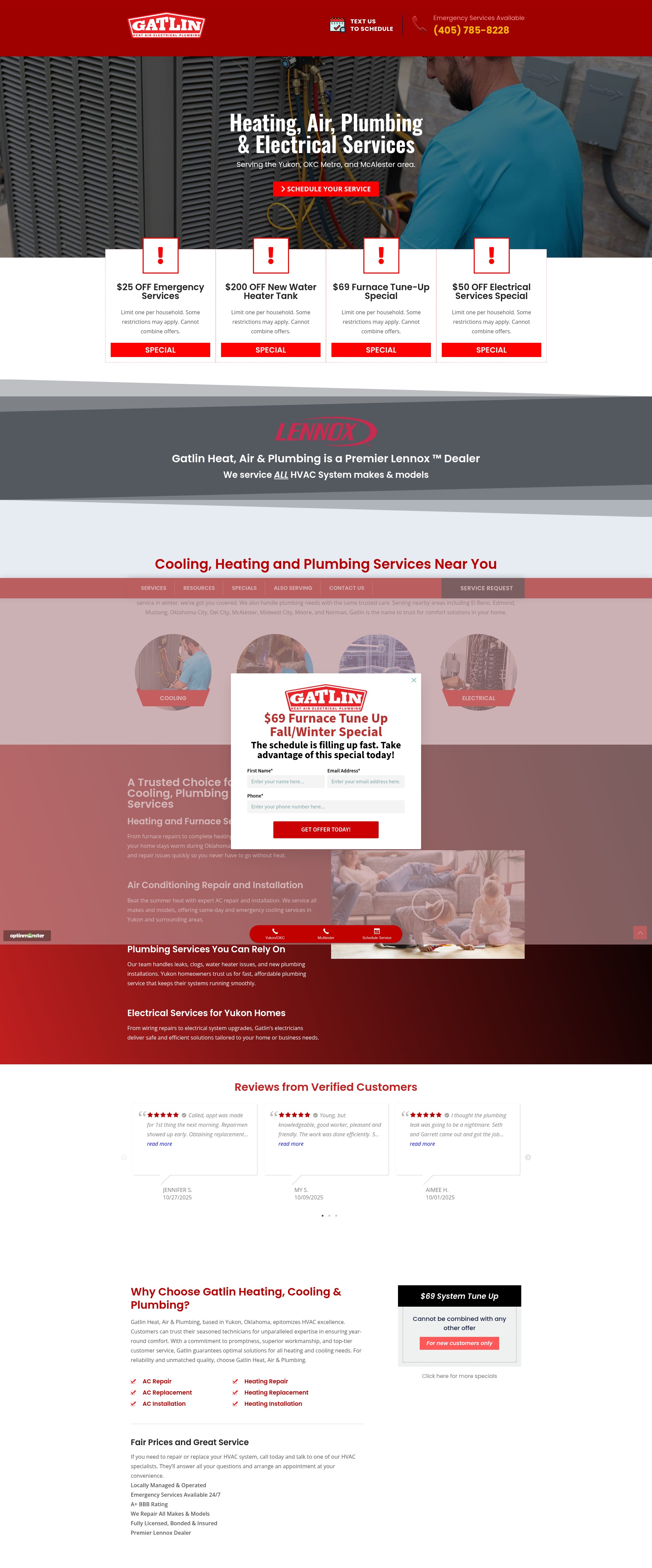 Screenshot of gatlinheatandair.com