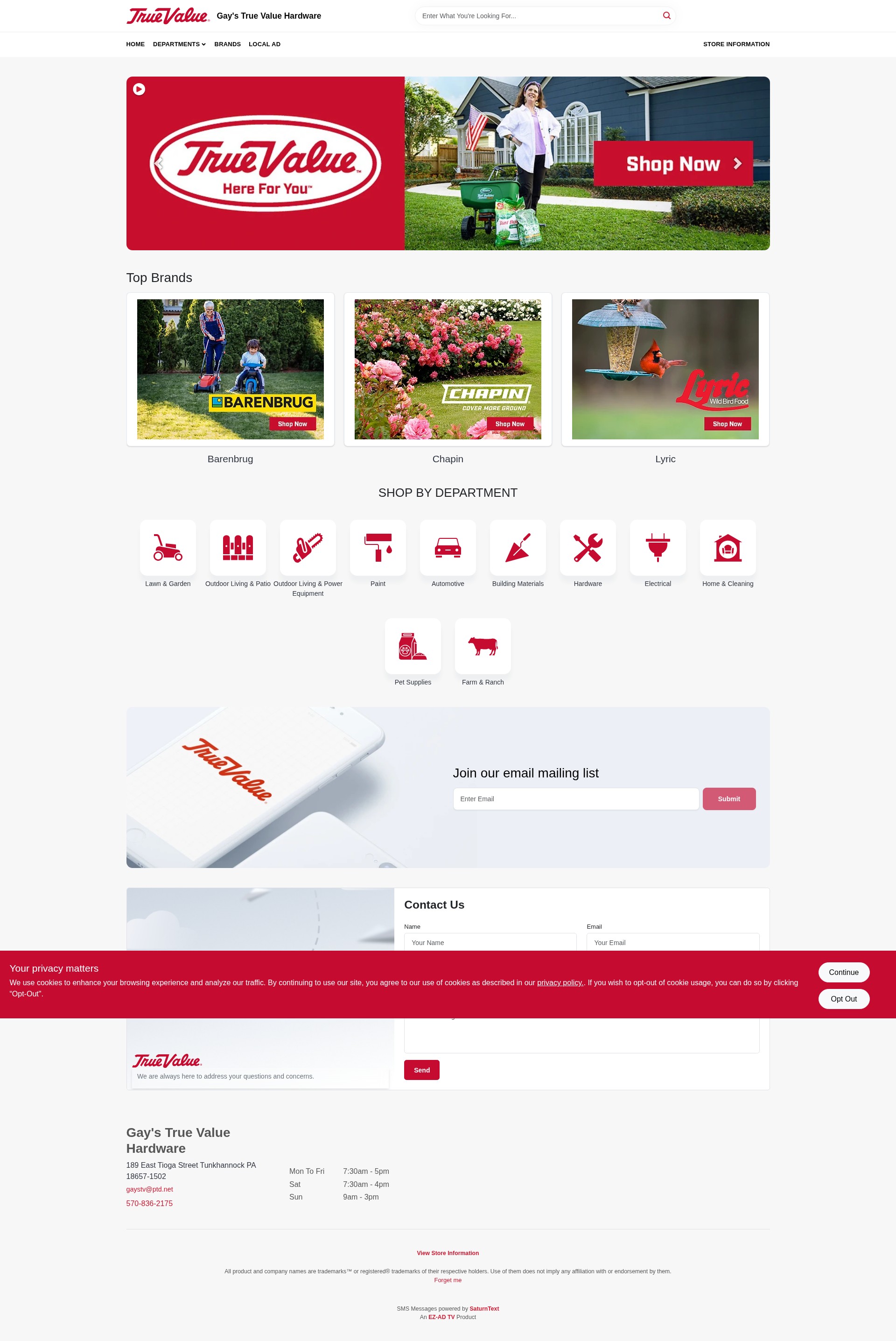 Screenshot of gaystvv.shoptruevalue.com