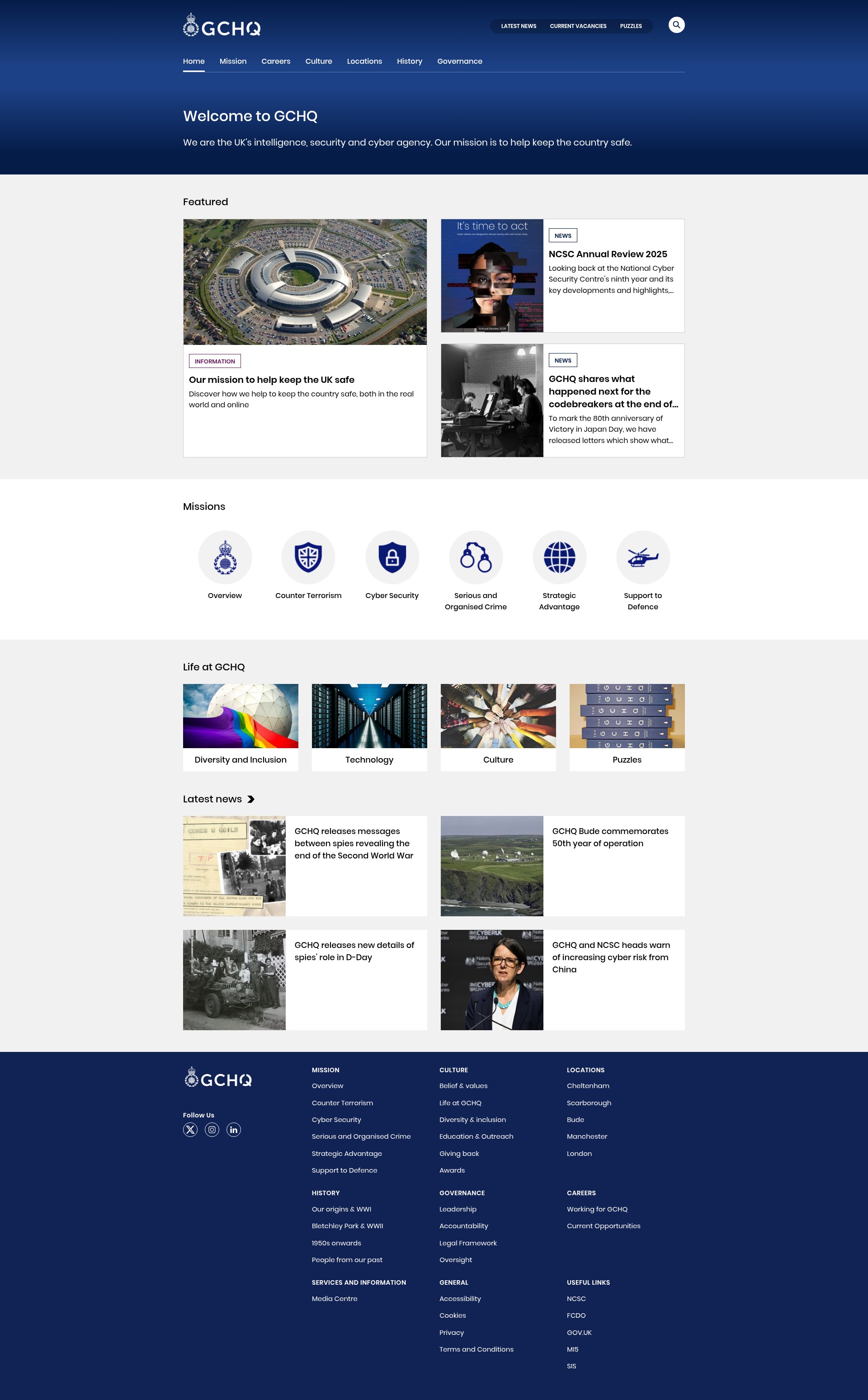 Screenshot of gchq.gov.uk