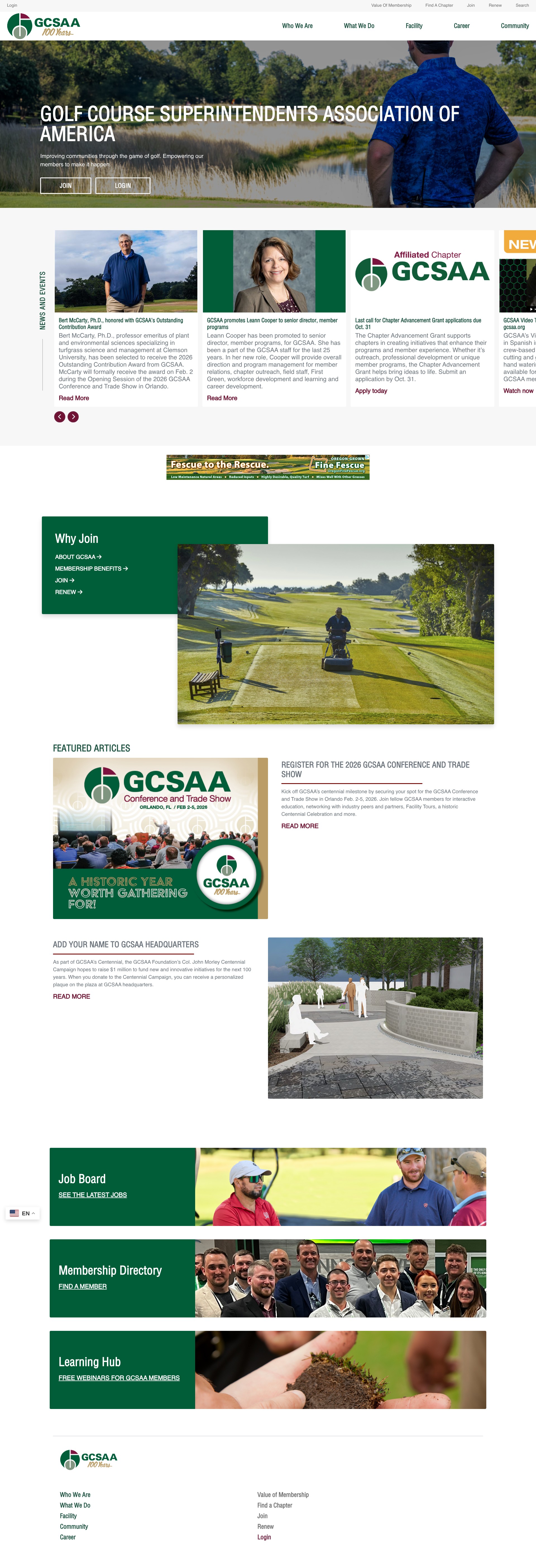Screenshot of gcsaa.org