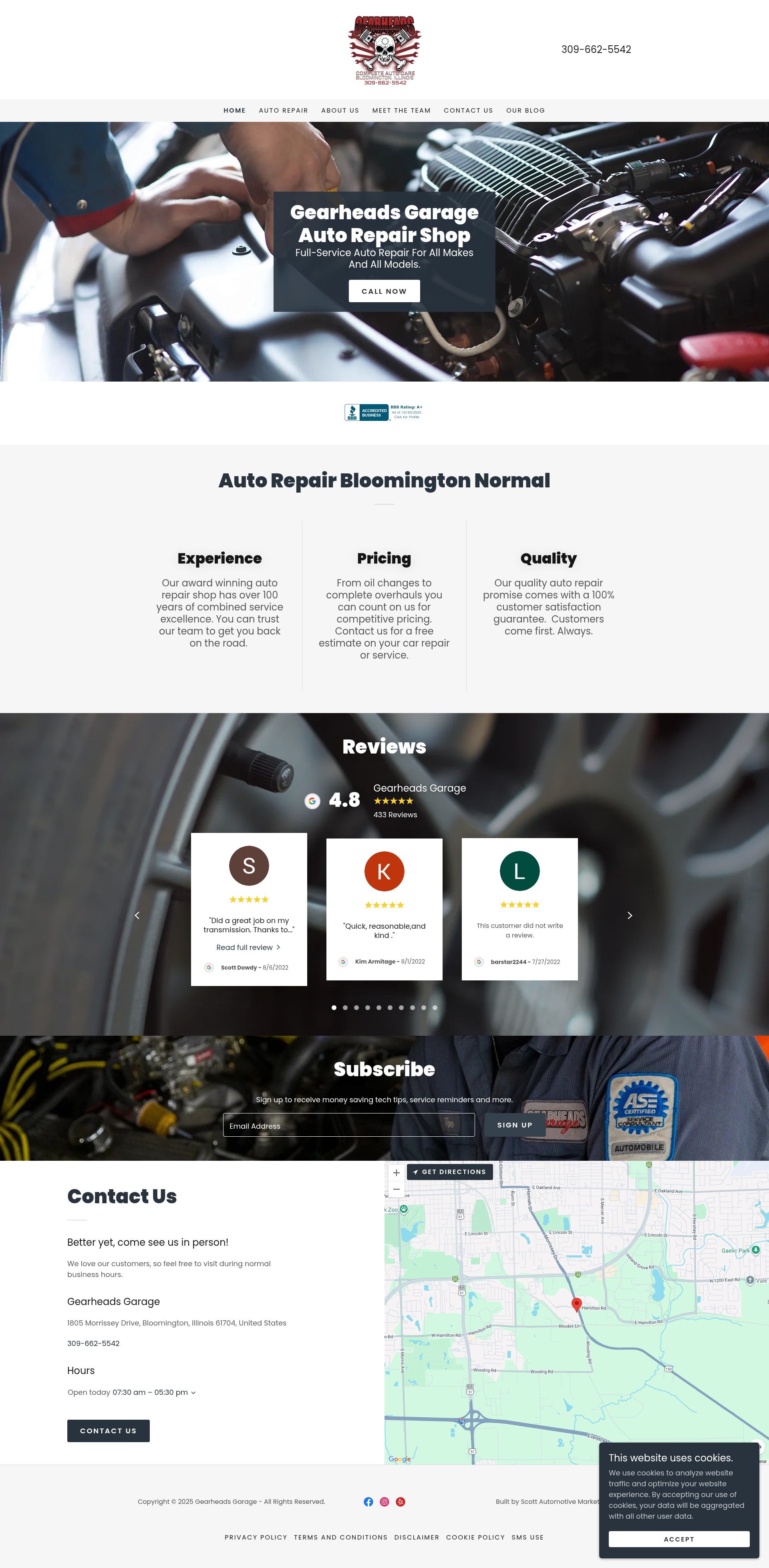 Screenshot of gearheadsbloomington.com
