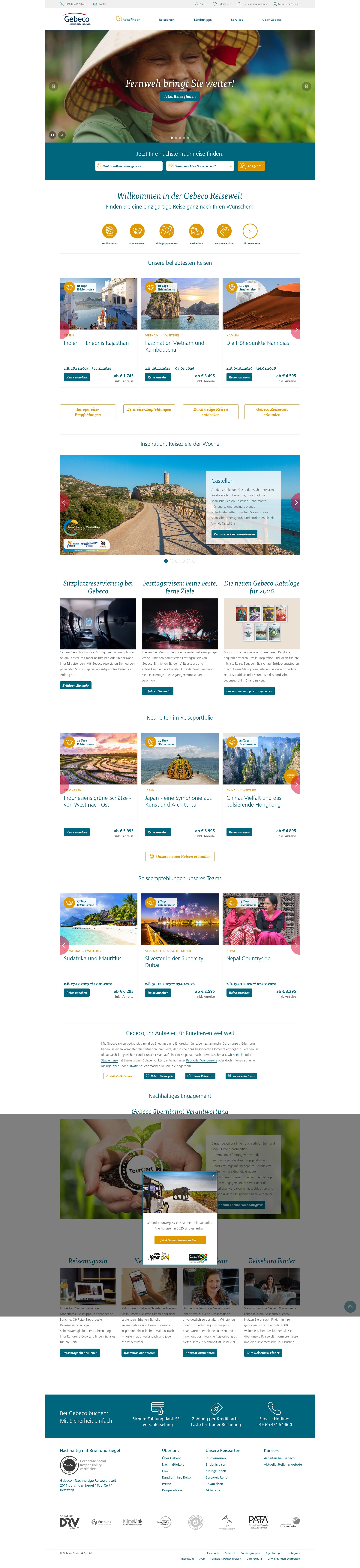 Screenshot of gebeco.de