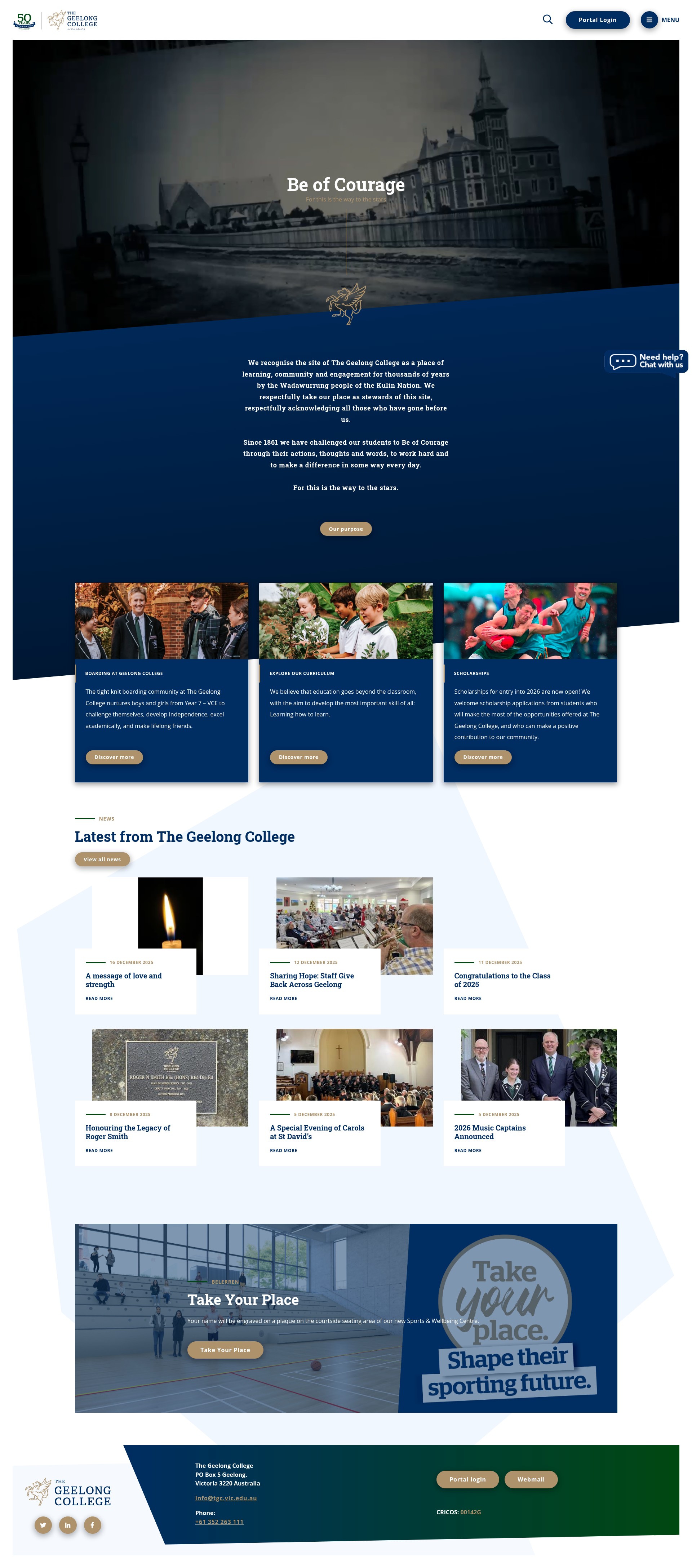 Screenshot of geelongcollege.vic.edu.au