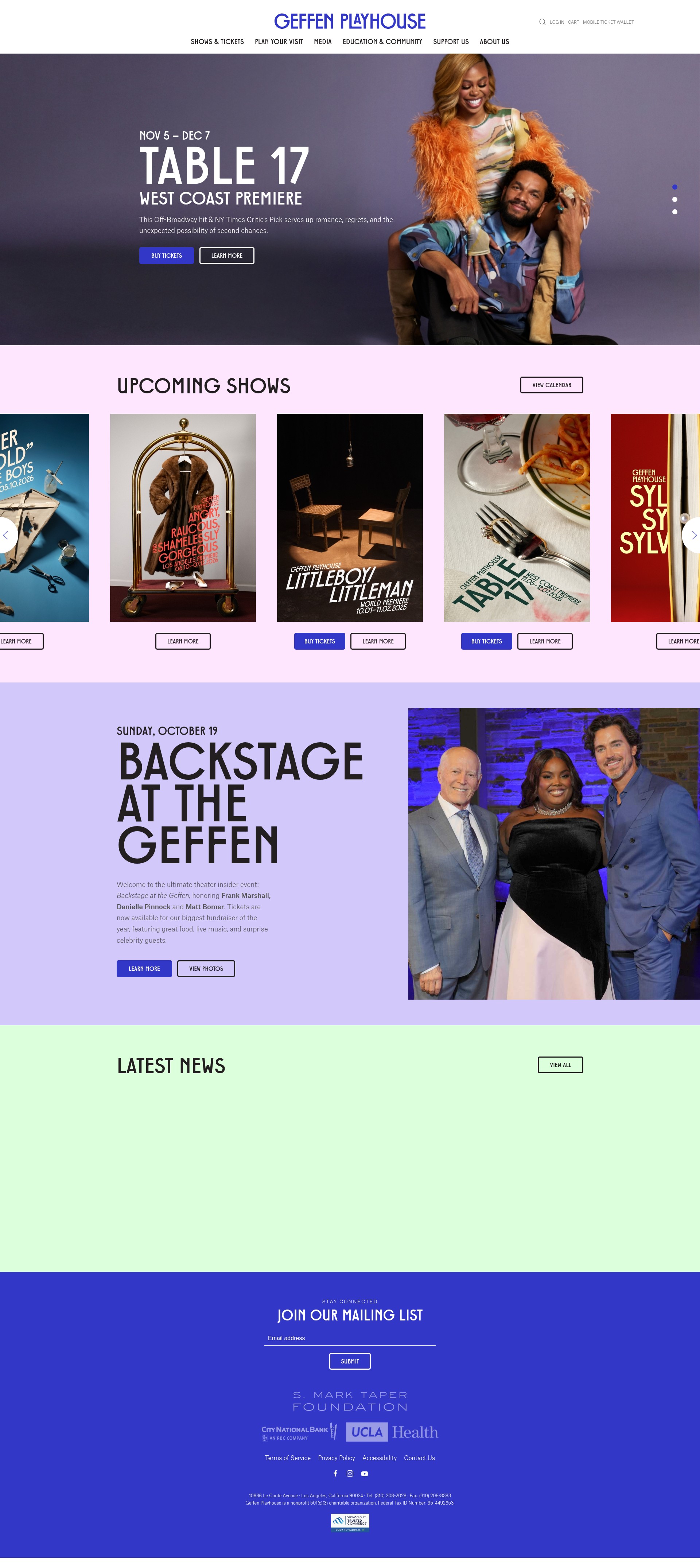 Screenshot of geffenplayhouse.org