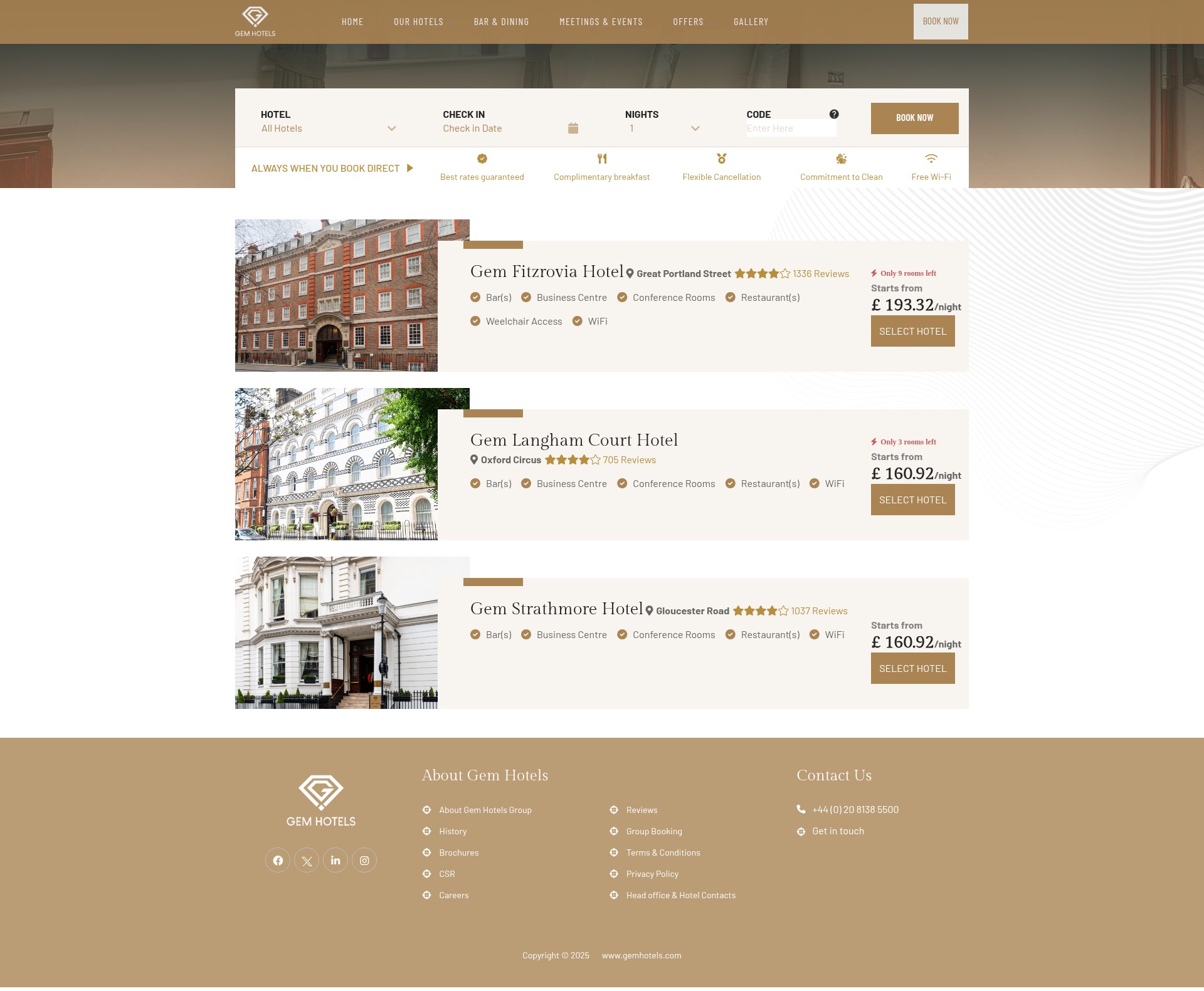 Screenshot of gemhotels.com