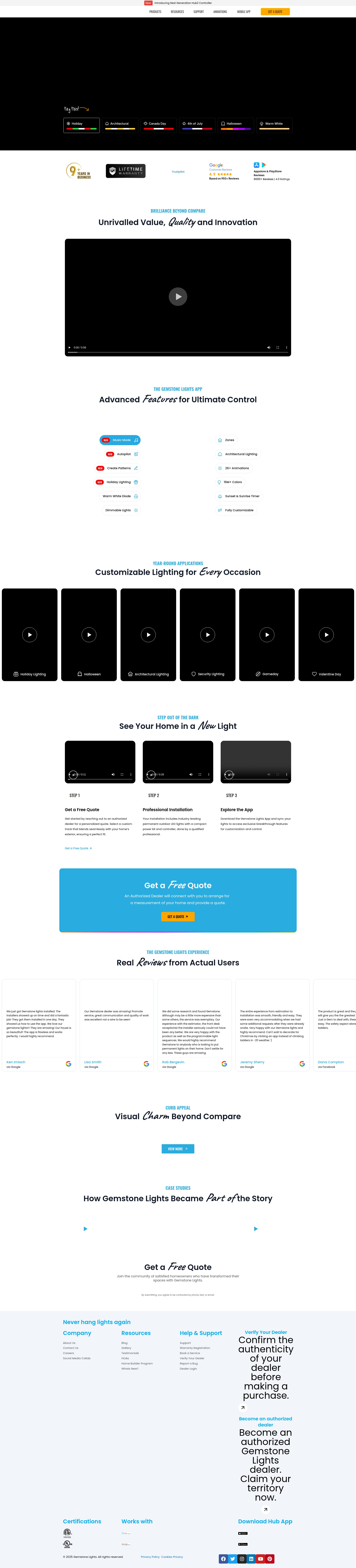 Screenshot of gemstonelights.com