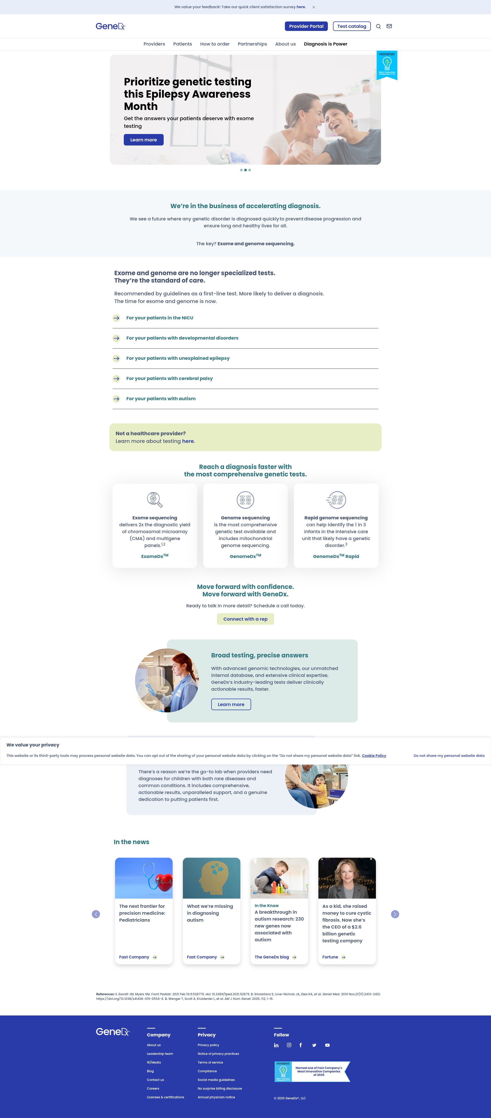 Screenshot of genedx.com