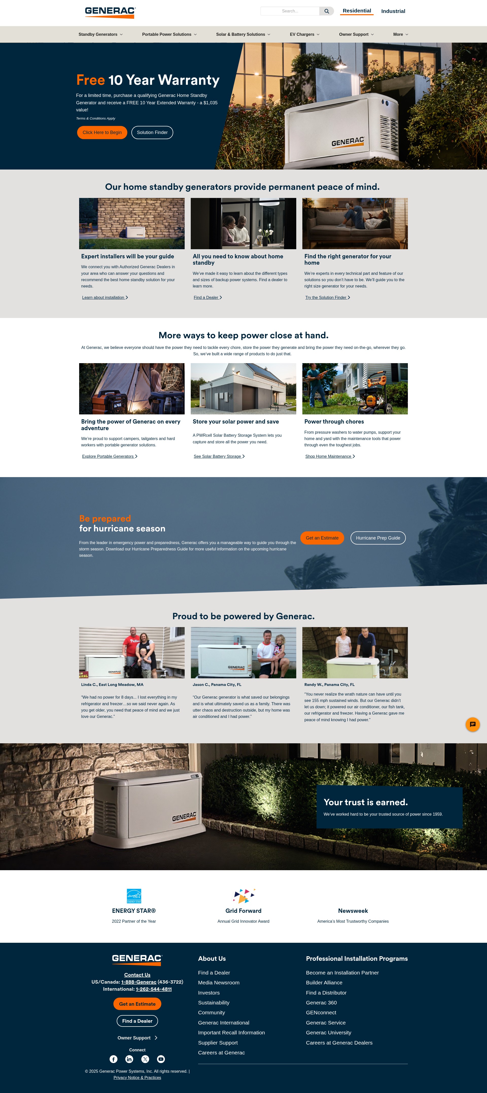 Screenshot of generac.com