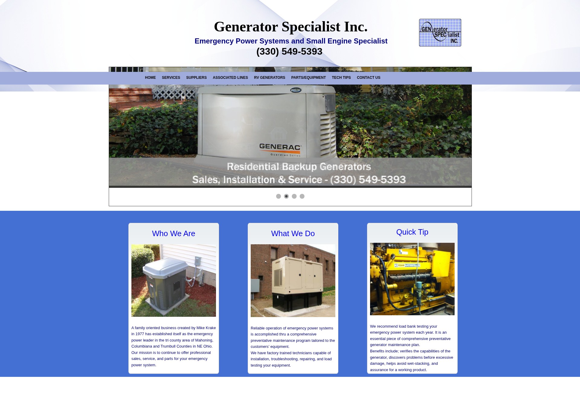 Screenshot of generatorspecialist.com