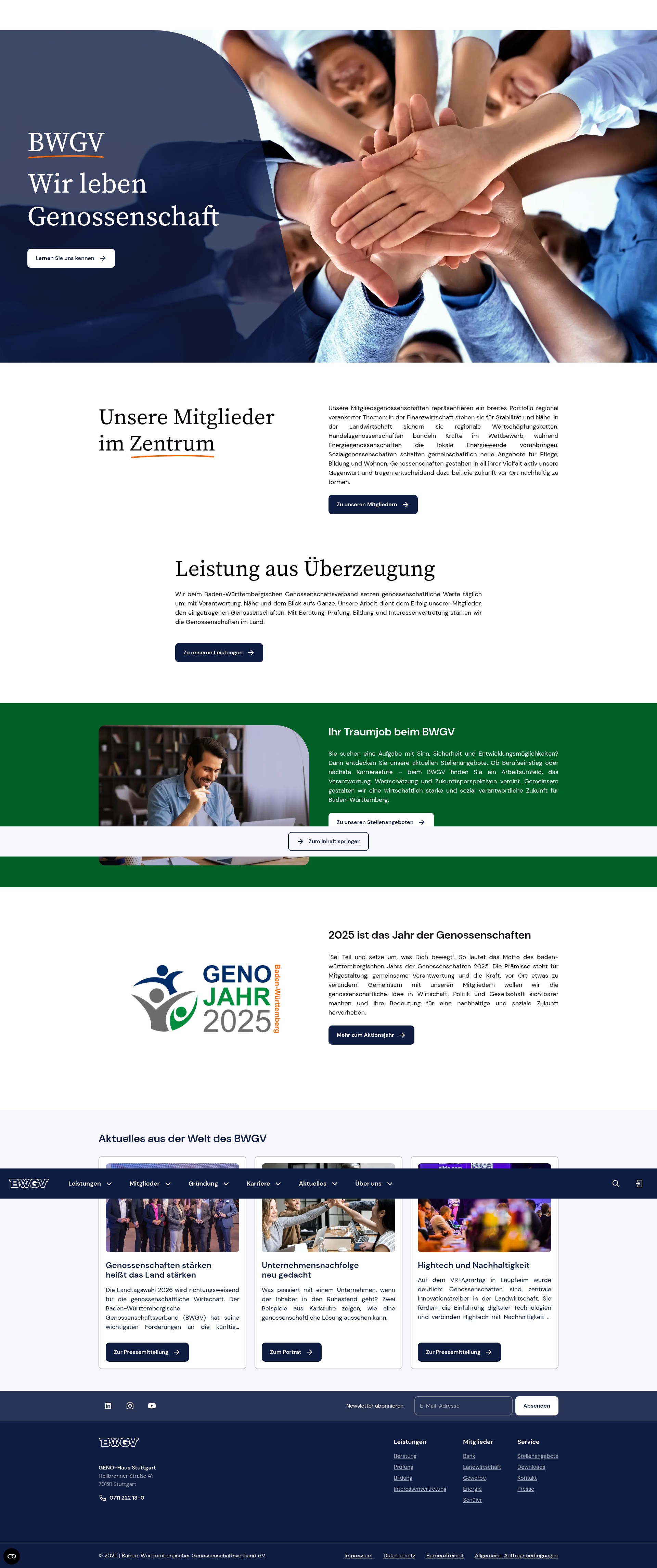 Screenshot of geno-bw.de
