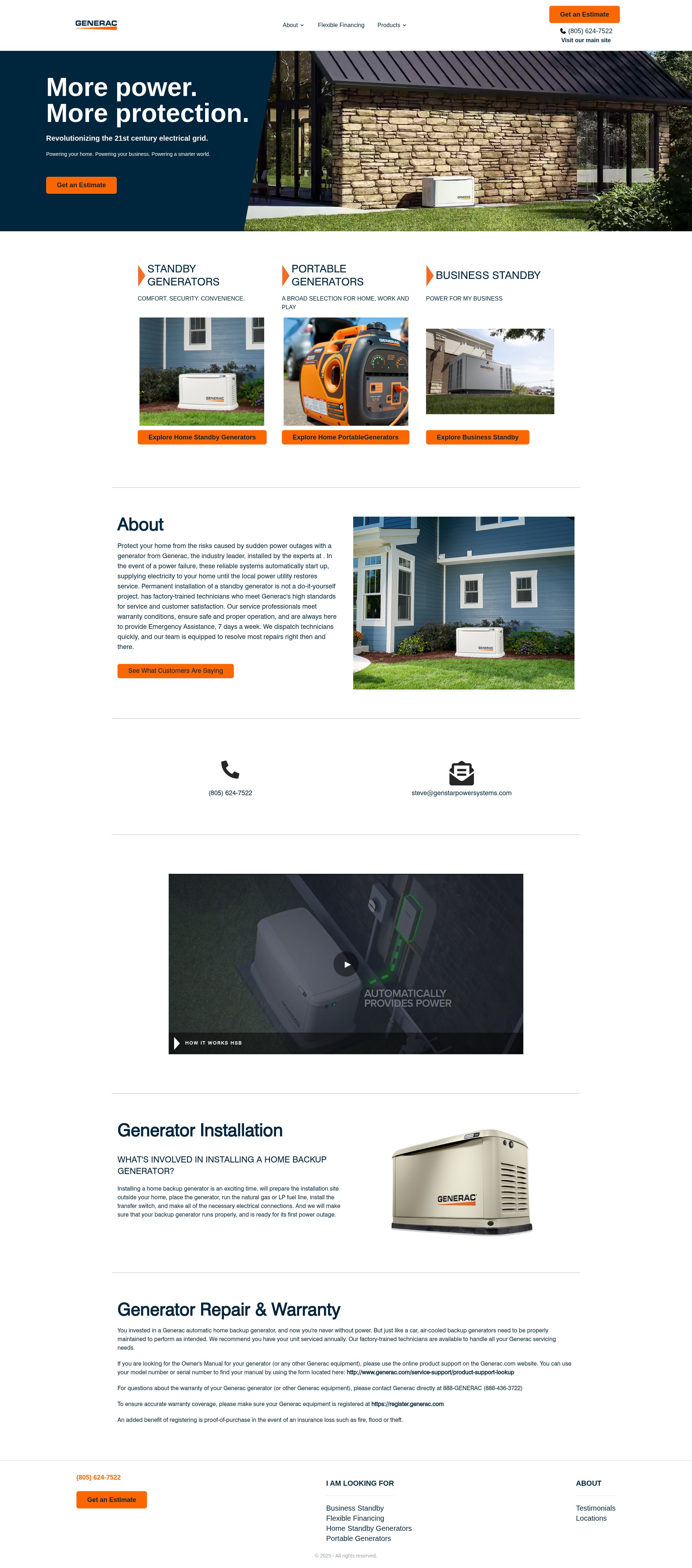 Screenshot of genstarpowersystems.com