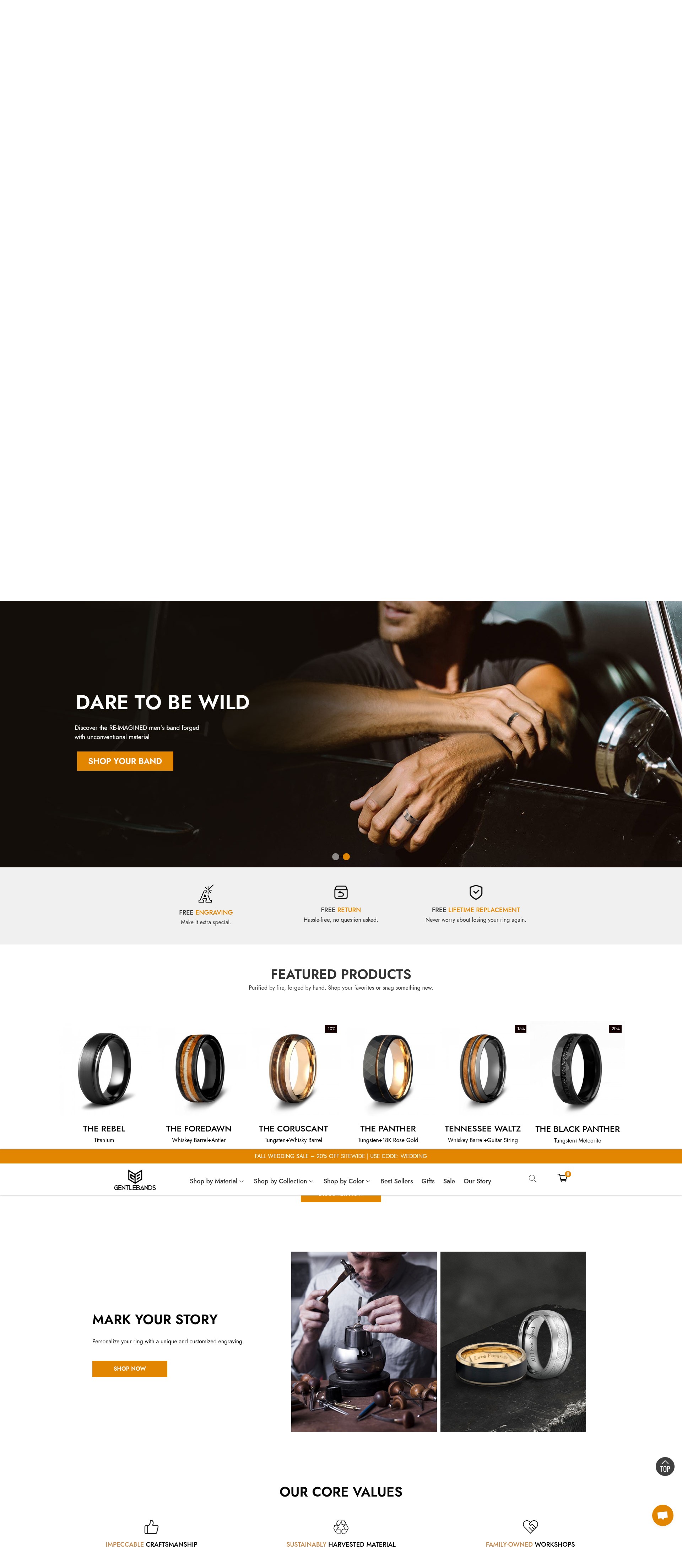 Screenshot of gentlebands.com